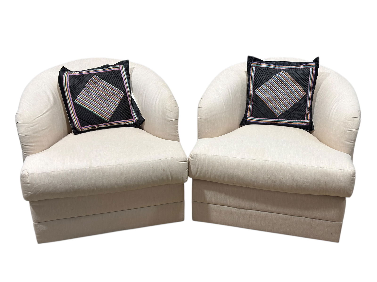 Contemporary Upholstered Swivel Club Chairs, Pair (1 of 9)
