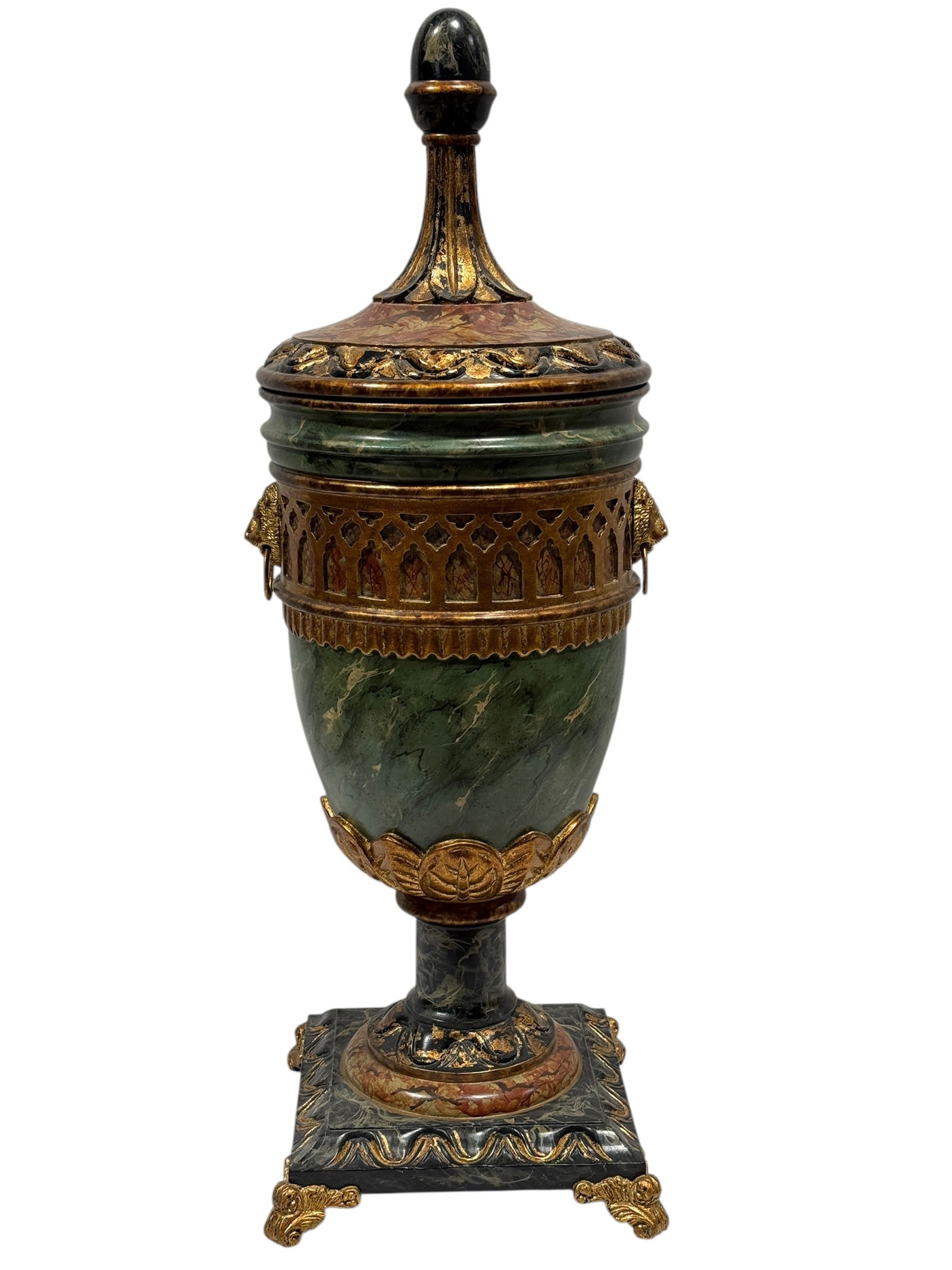 Faux-Marble & Gilt Decorative Lidded Urn (1 of 9)