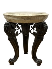 Veneer Marble Top Side Table with Neoclassical Style Base