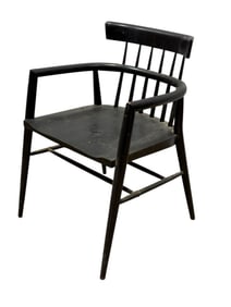 MCM Black Painted Wooden Armchair Attr. To Paul McCobb