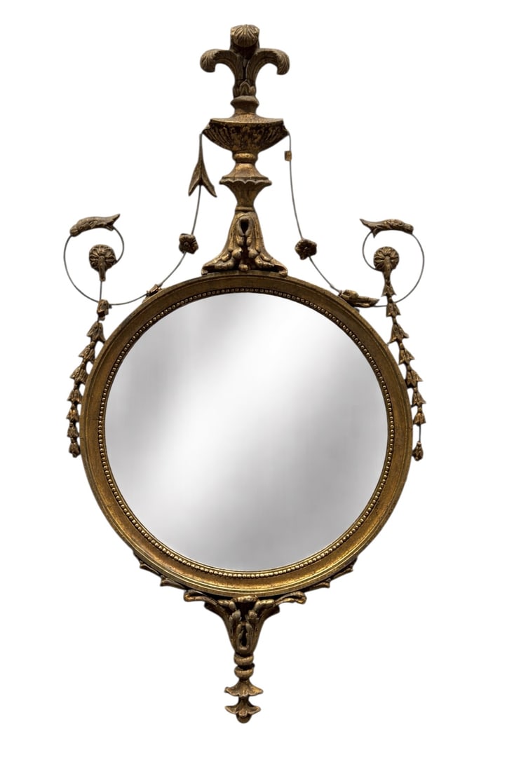 Early 20th C. Louis XVI–Style Gilt & Metal Girandole Mirror (1 of 7)