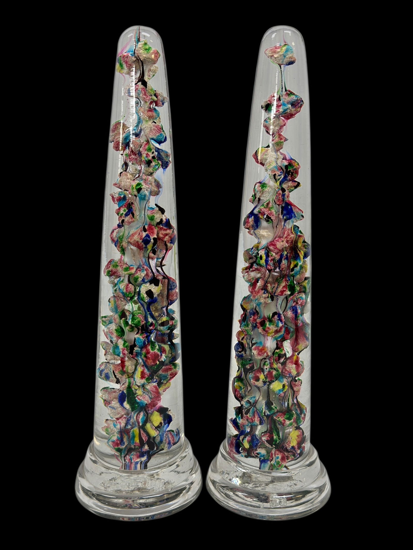 Pair of Rare American Studio Art Glass Paperweight Obelisks (1 of 9)