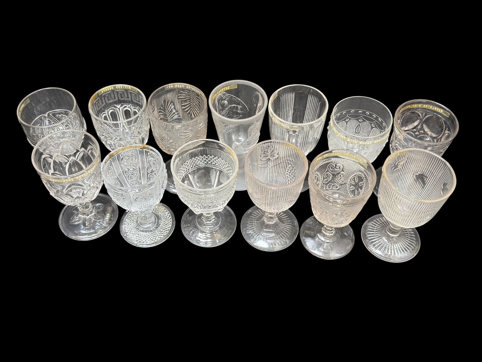 (13) Assorted American Pattern Glass Goblets - 2