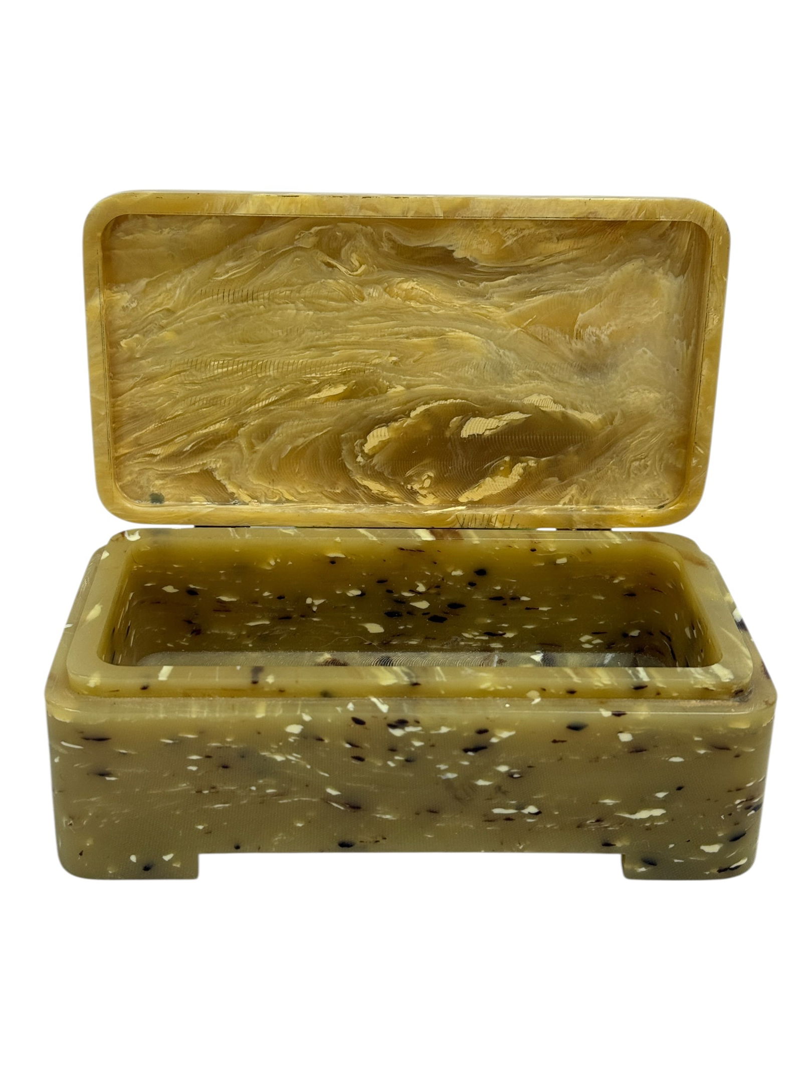 Art Deco Mottled Bakelite Hinged Box - 3
