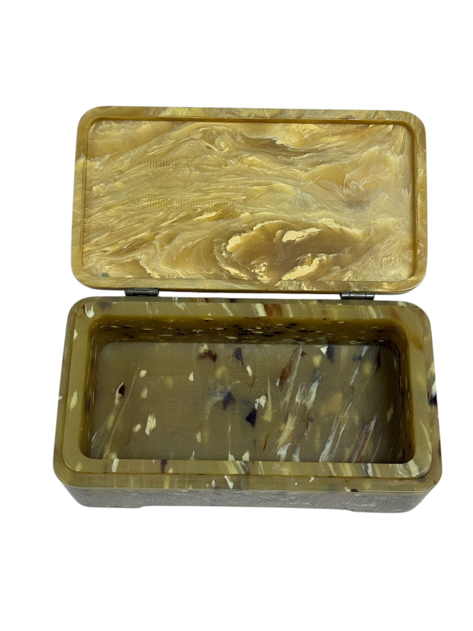 Art Deco Mottled Bakelite Hinged Box - 4