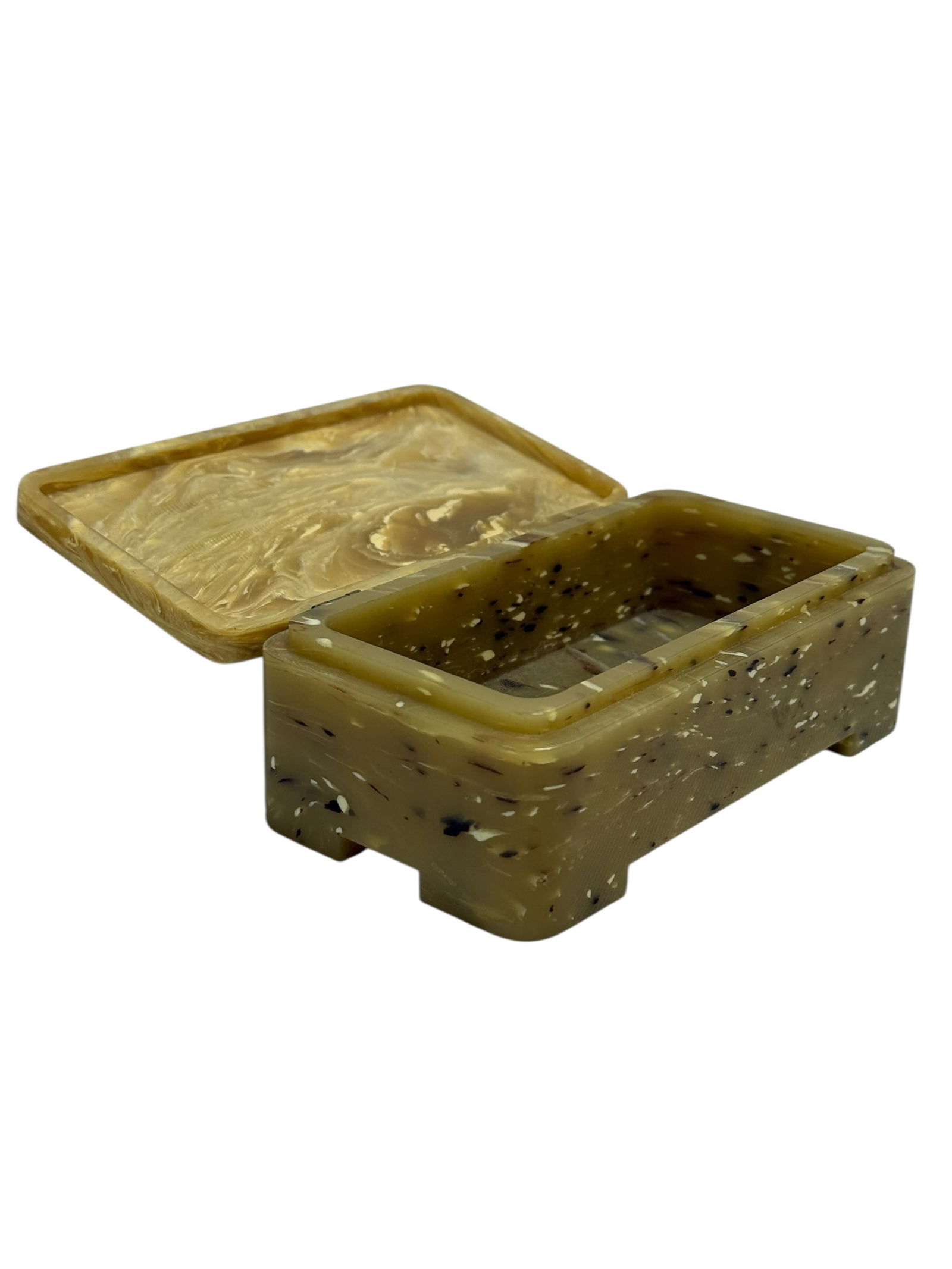 Art Deco Mottled Bakelite Hinged Box - 5