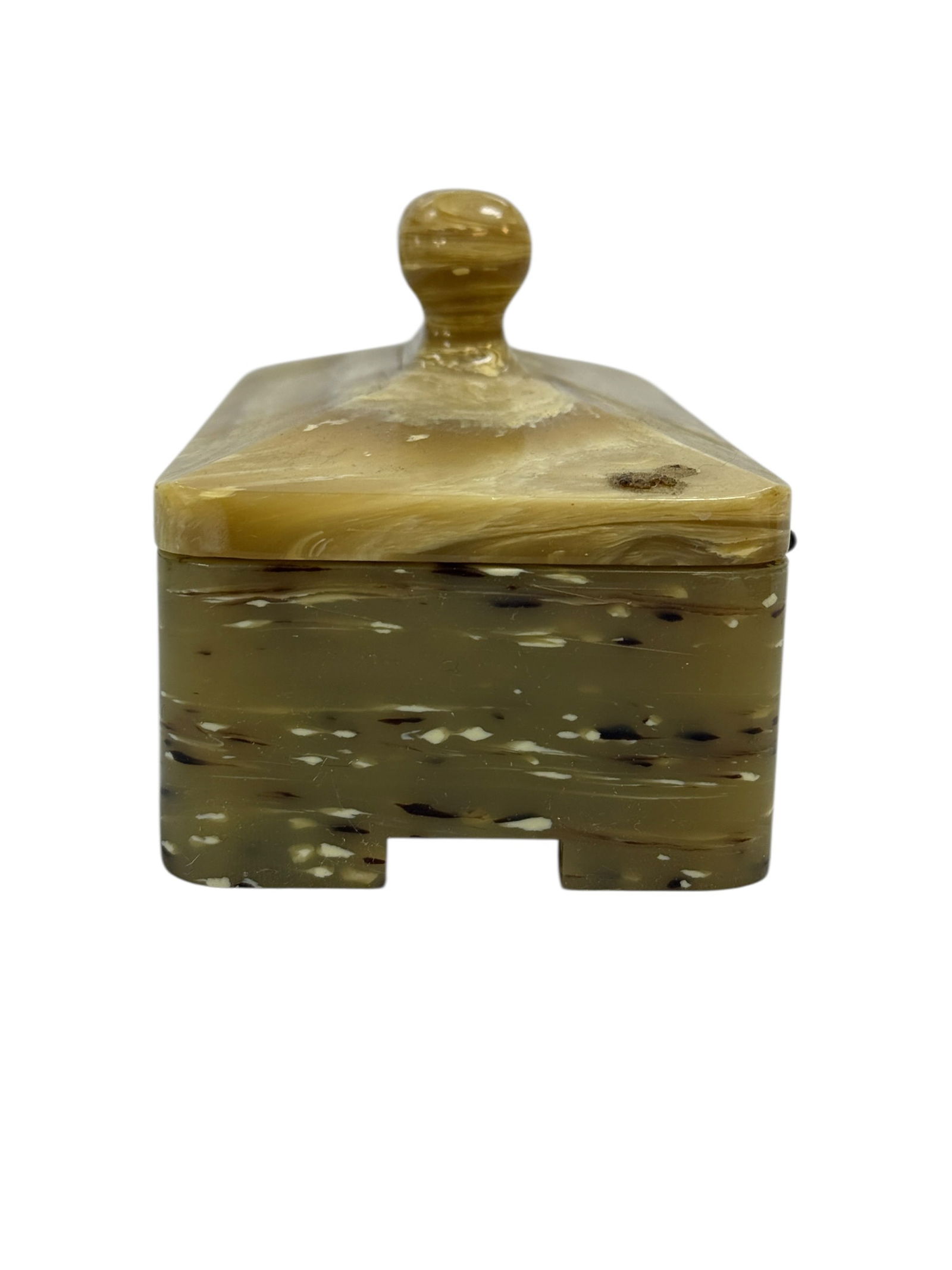 Art Deco Mottled Bakelite Hinged Box - 6
