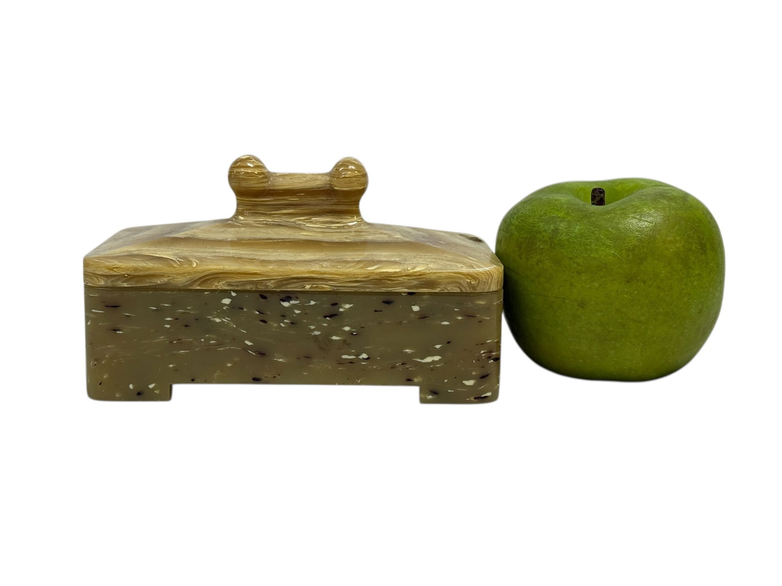 Art Deco Mottled Bakelite Hinged Box - 8