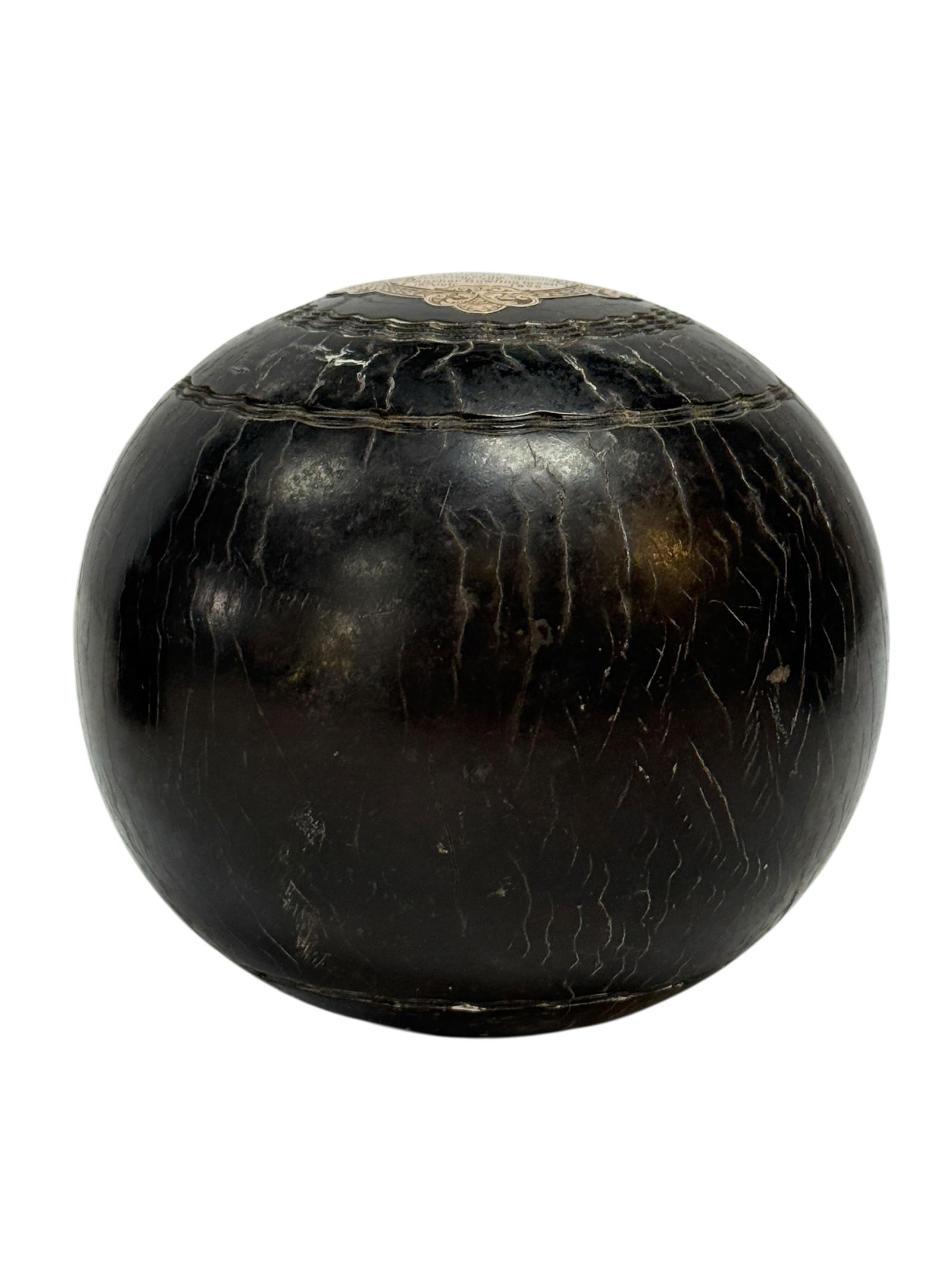 19th C. English Lawn Bowling Ball w/ Presentation Mounts (1 of 8)