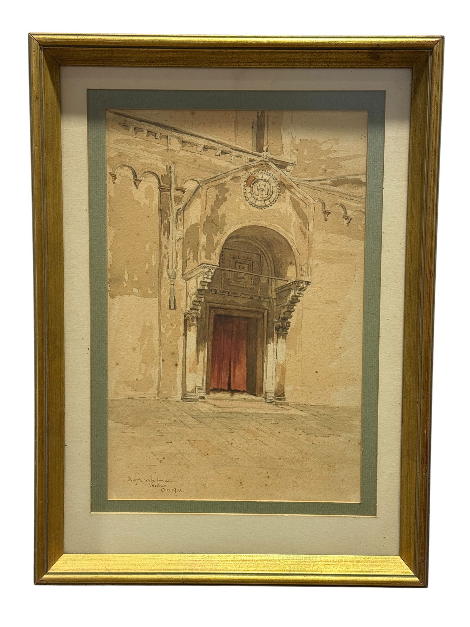 Signed A.M. Whitman 1903 “Venice” Architectural Watercolor Painting (1 of 6)