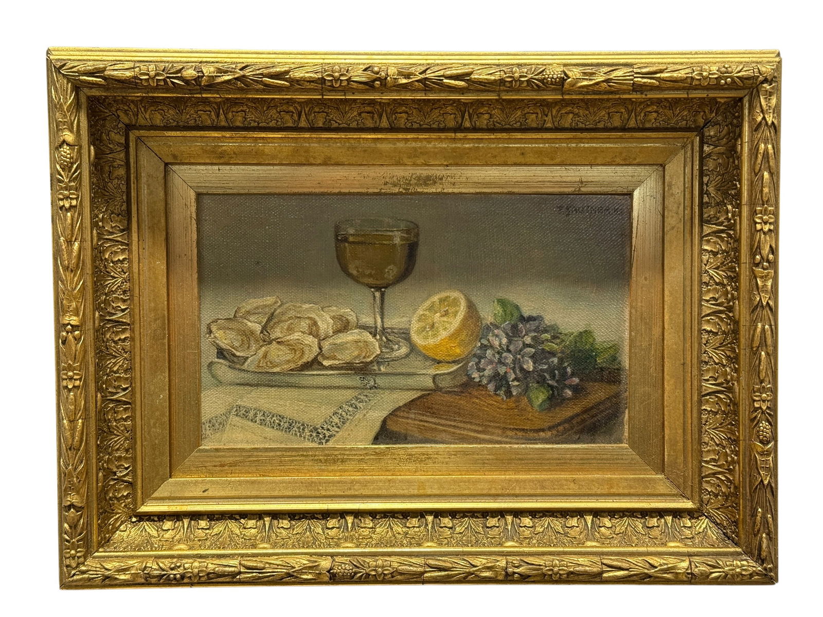 19th C. Signed F. Gautner Austrian Still Life Painting on Board (1 of 8)