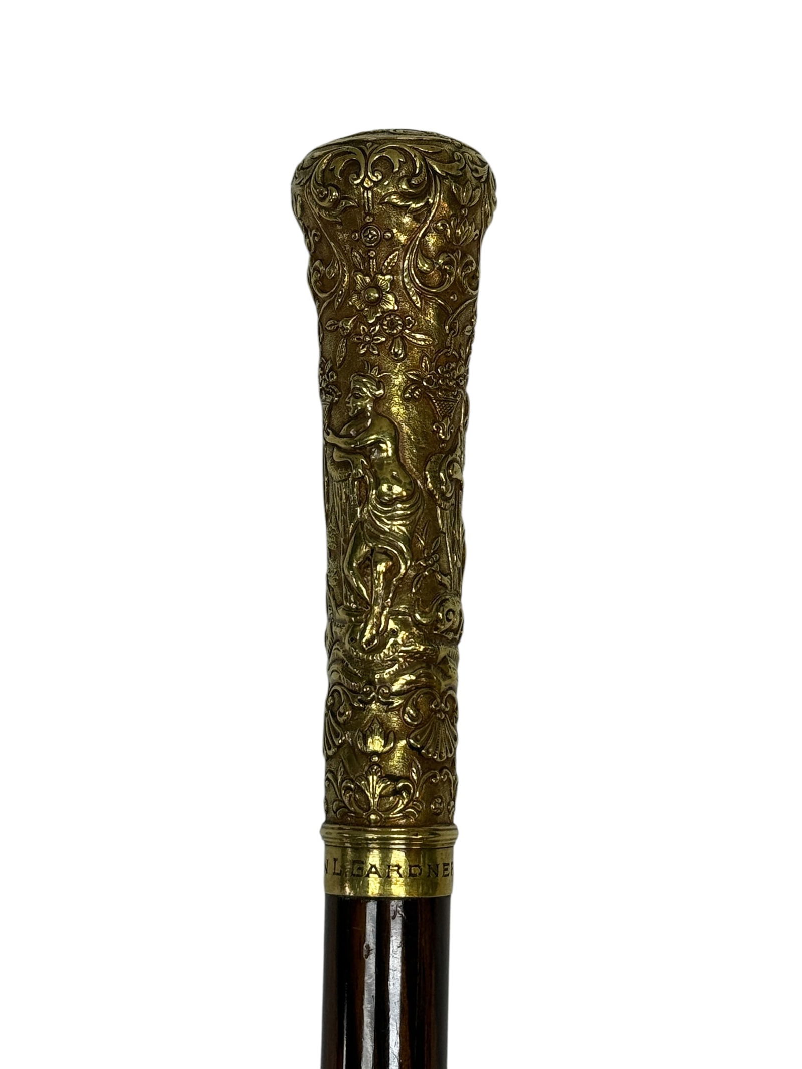 Early 20th C. Helen J. Gardner Gold Figural Dress Cane (1 of 10)