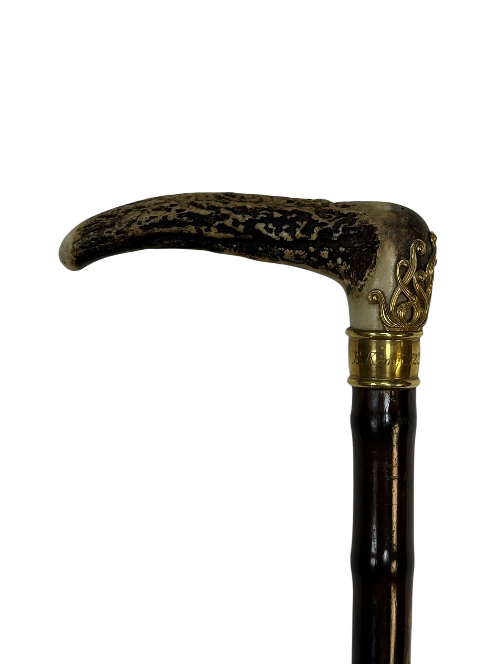 Late 19th C. 18K Gold & Carved Bone George E. Kemp Presentation Cane (1 of 8)