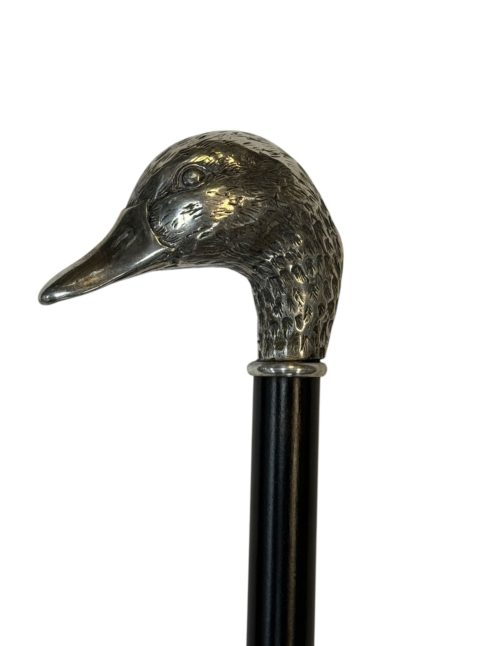 Late 19th-Early 20th C. Silver Duck Head Pommel Cane (1 of 6)