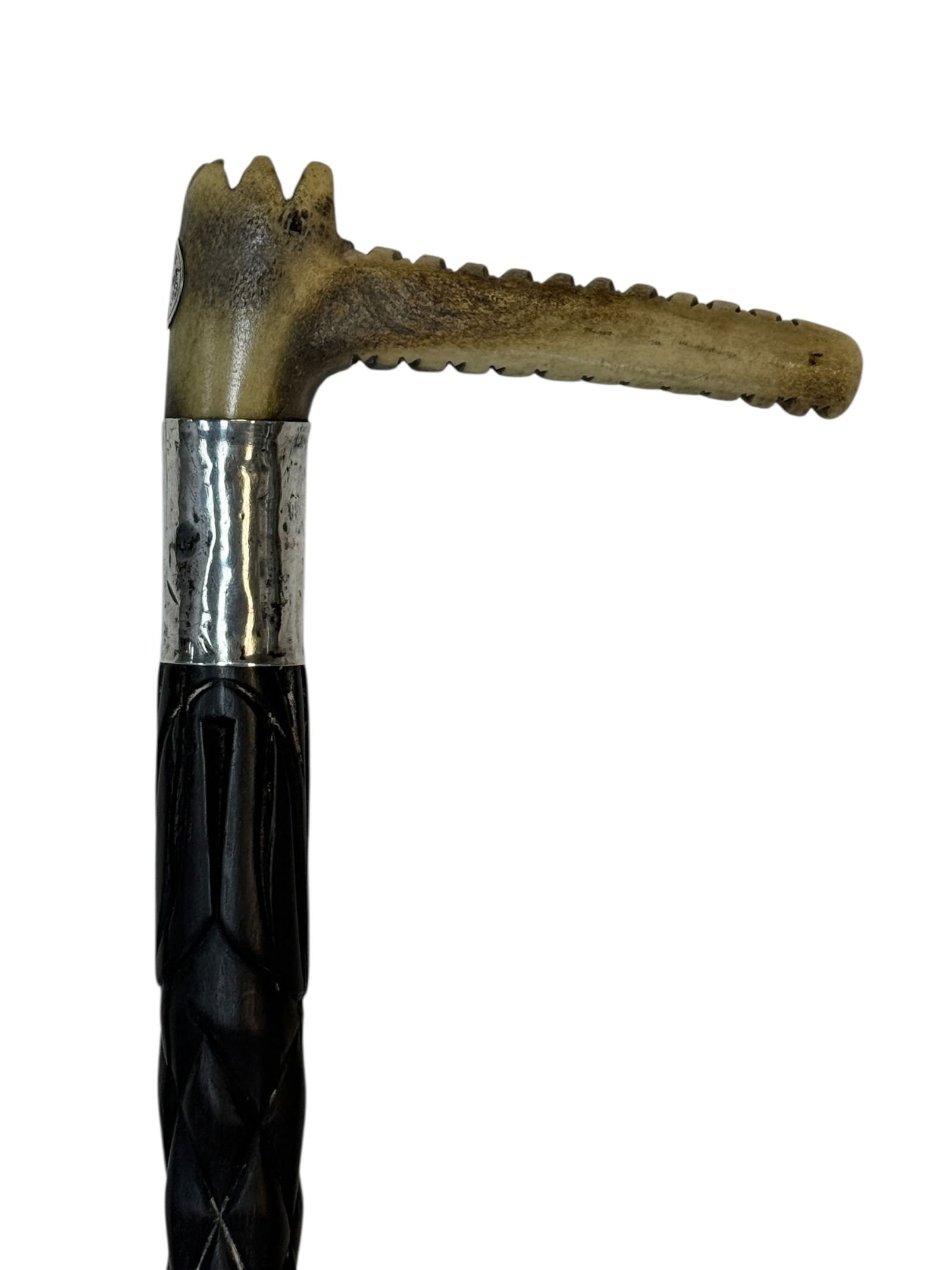 Early 20th C Swaine & Co. London Sterling & Antler Handle Cane (1 of 9)
