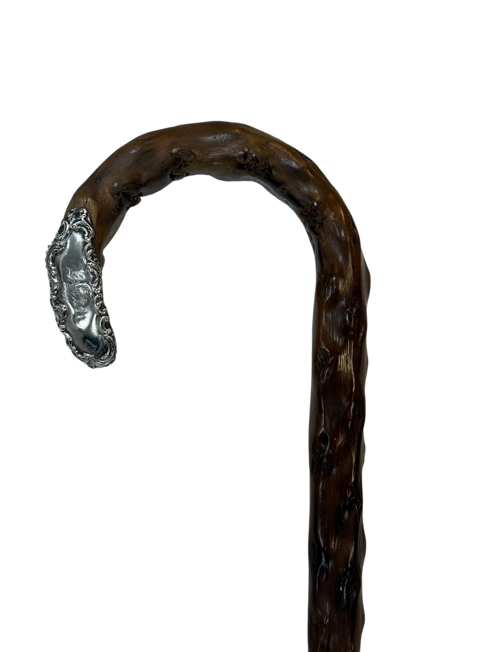 1896 Briarwood & Sterling Silver Mounted Presentation Cane (1 of 7)