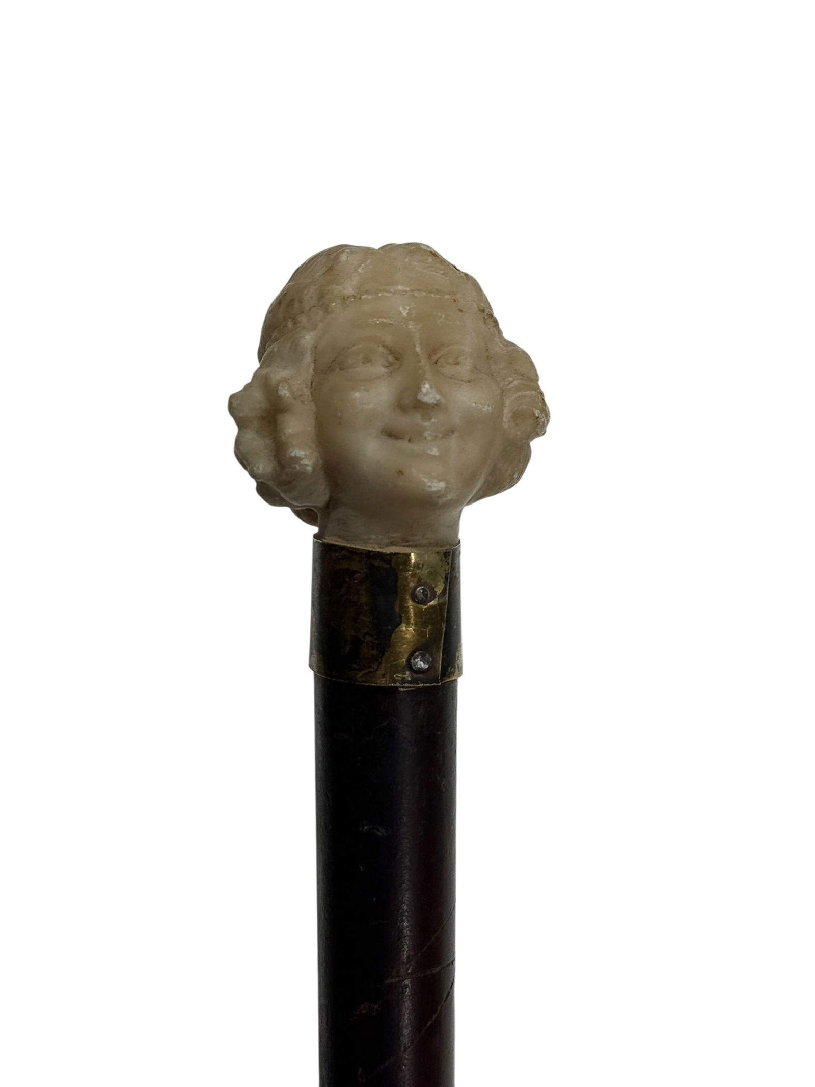 Late 19th C. Carved Marble Lady's Head Handle Cane (1 of 7)