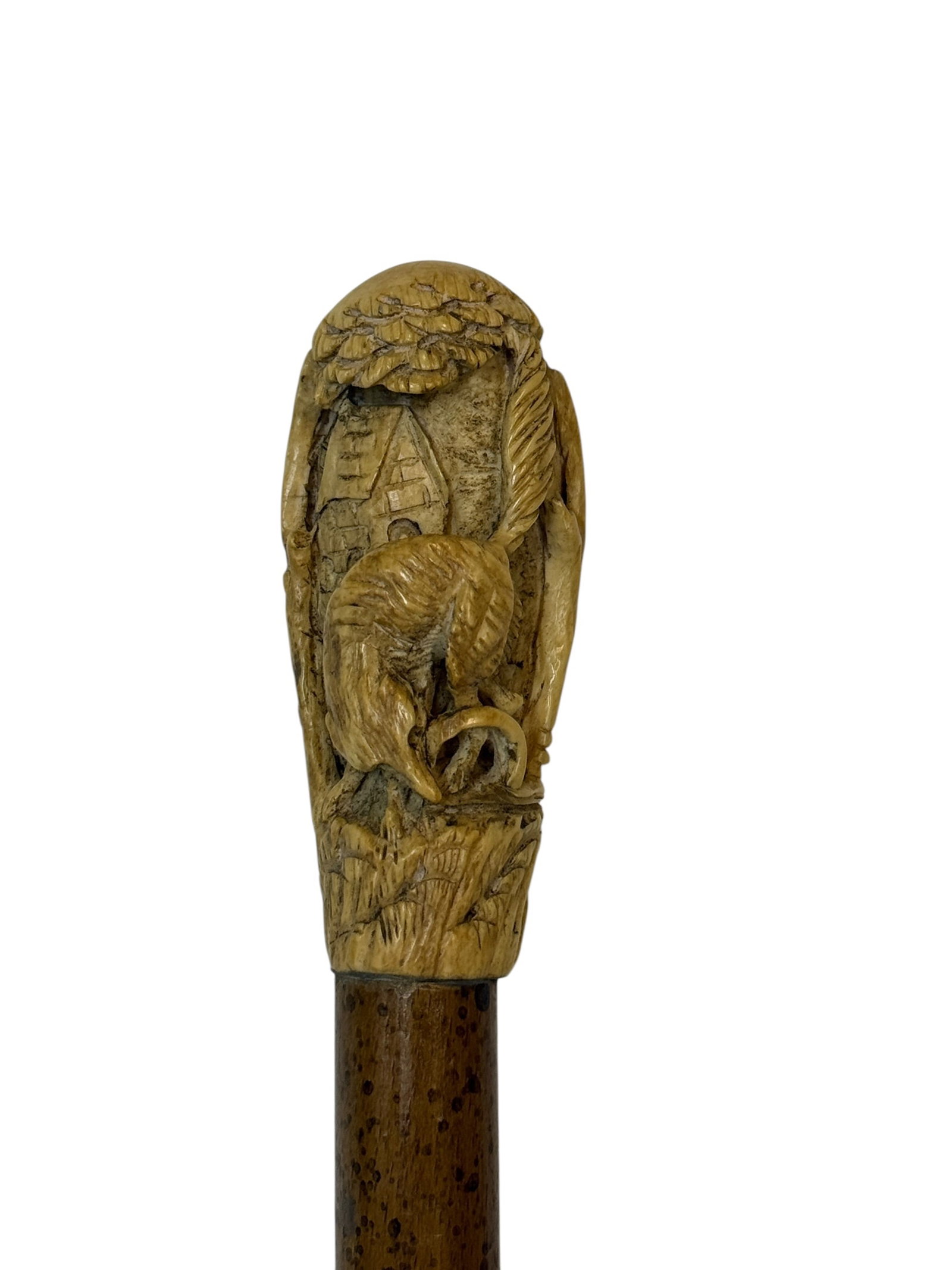 Late 19th Century Carved Bone Fox Pommel Cane (1 of 7)
