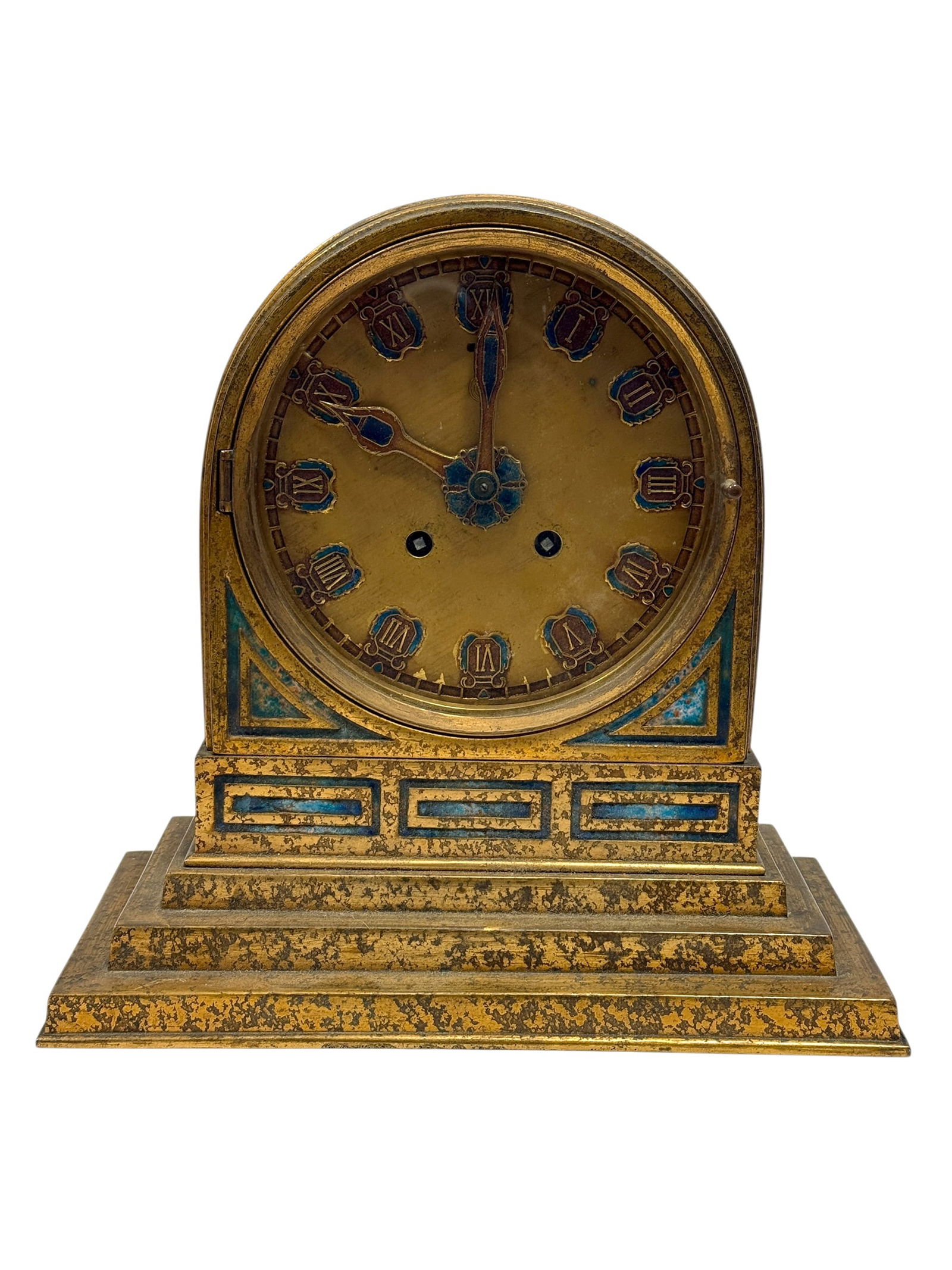 Cir 1920 Louis C. Tiffany Furnaces Favrile Gilt Bronze & Enamel Clock (1 of 16)