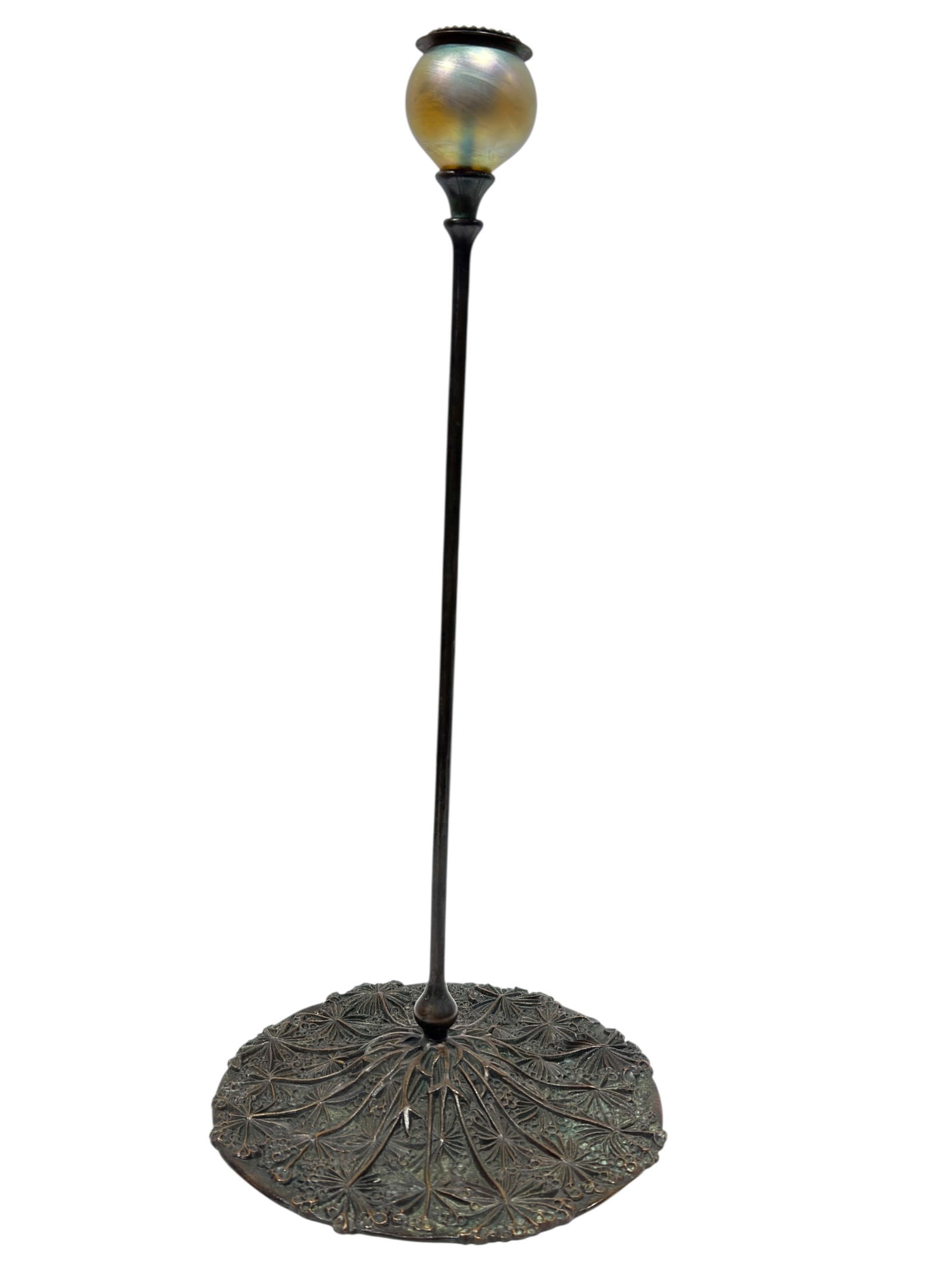 RARE Early Tiffany Studios New York “Queen Anne’s Lace” Bronze Candlestick (1 of 7)