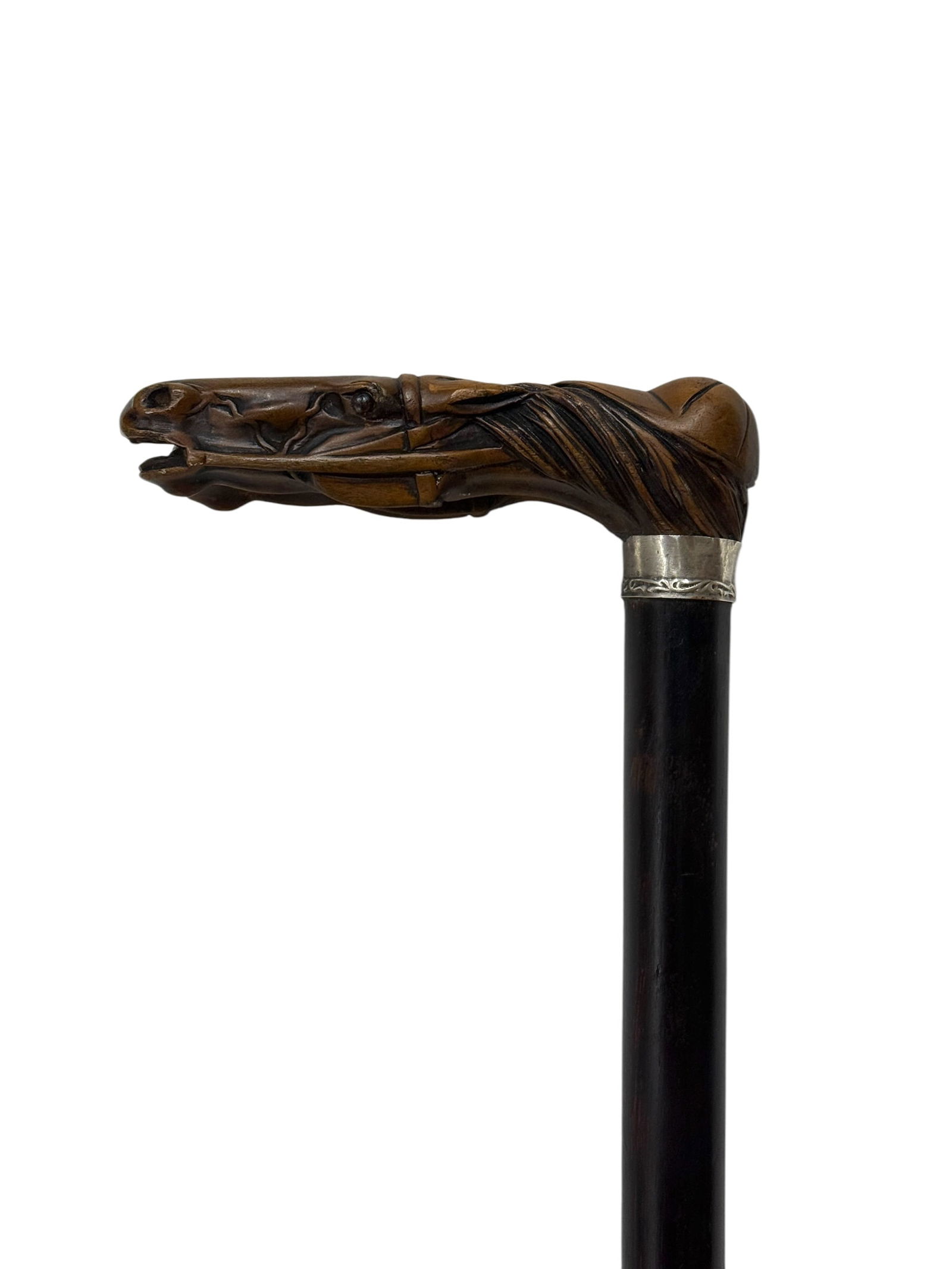 Carved Double Horse Head Handle Cane (1 of 7)
