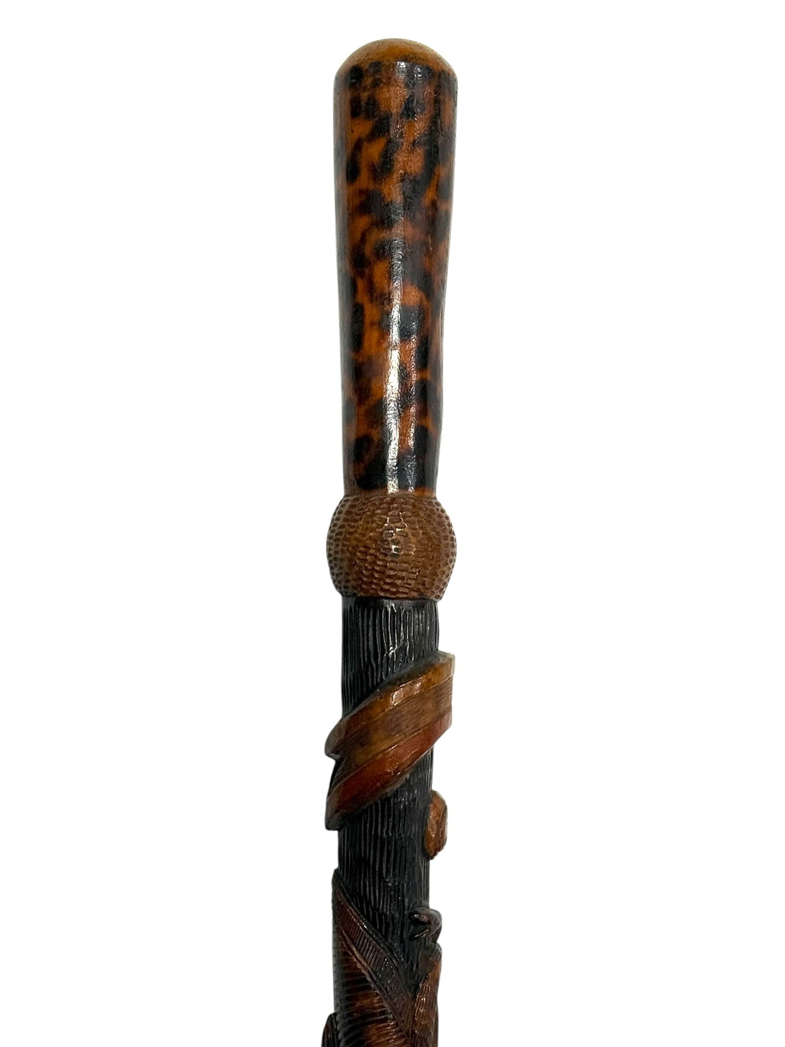 Early 20th Century Folk Art Carved Snake, Eagle, Lizard & Turtle Cane (1 of 7)