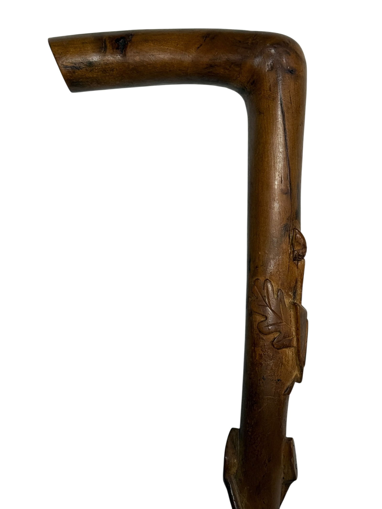 Early 20th C. Carved Wood Double Snake Cane w/ “M” Crest (1 of 7)