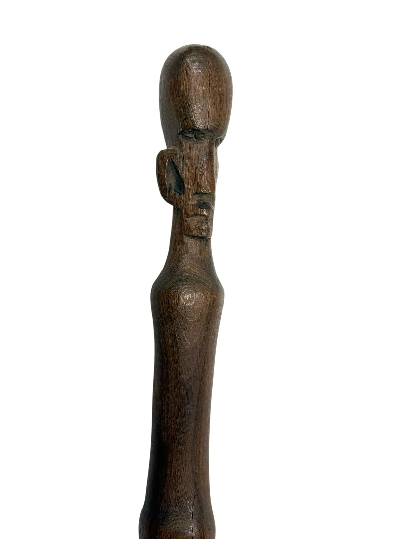 Carved Wood Snake Cane with Figural Head Handle (1 of 5)