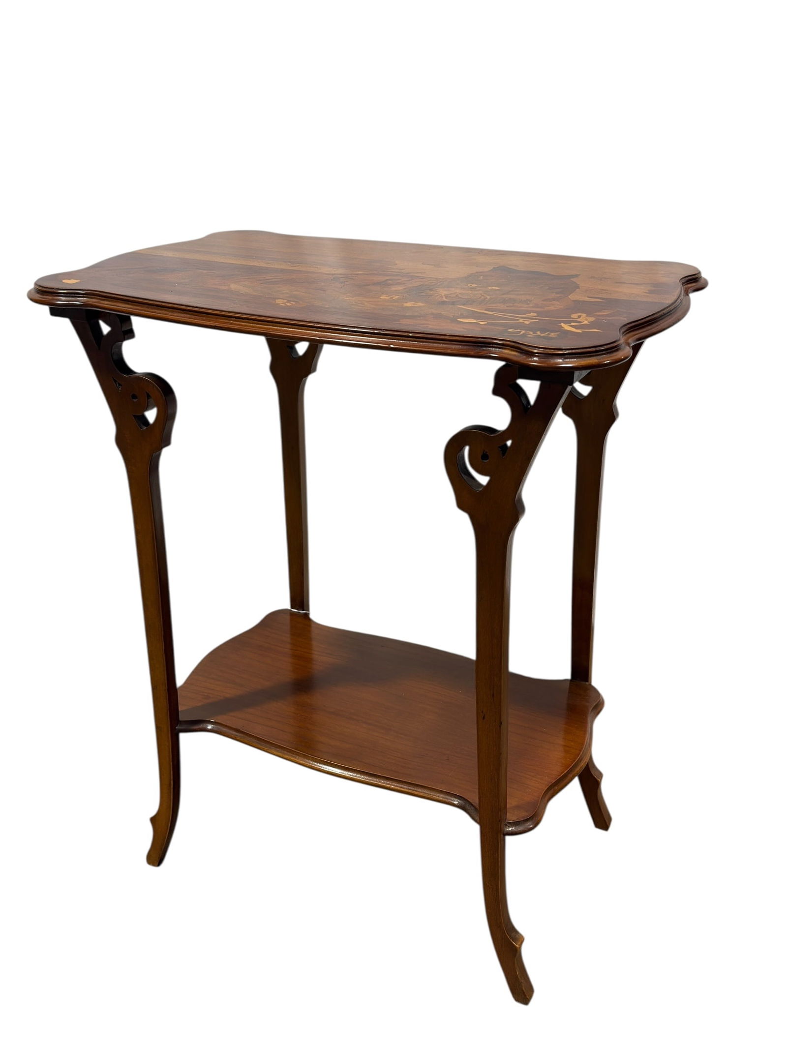 RARE Émile Gallé (1846–1904) Art Nouveau Inlaid Marquetry Side Table (1 of 9)