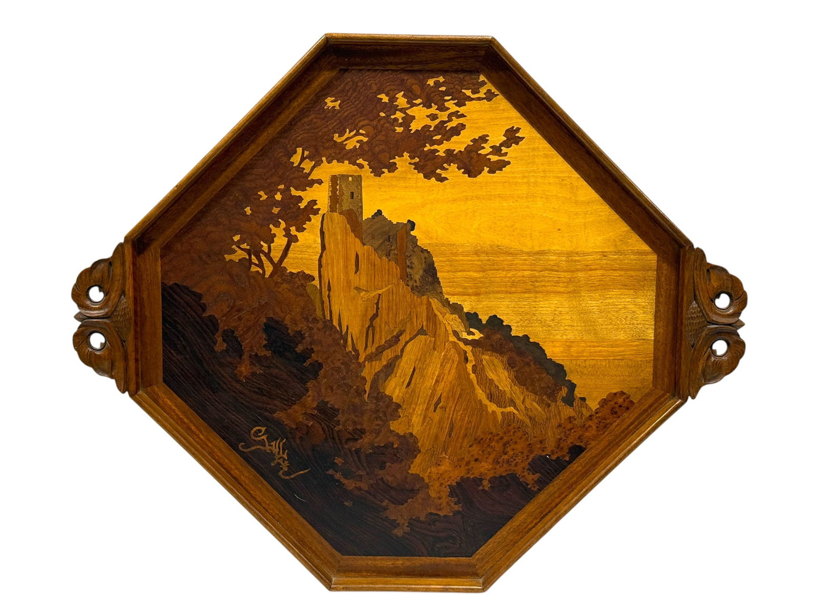Émile Gallé (1846–1904) Art Nouveau Scenic Marquetry Tray (1 of 7)