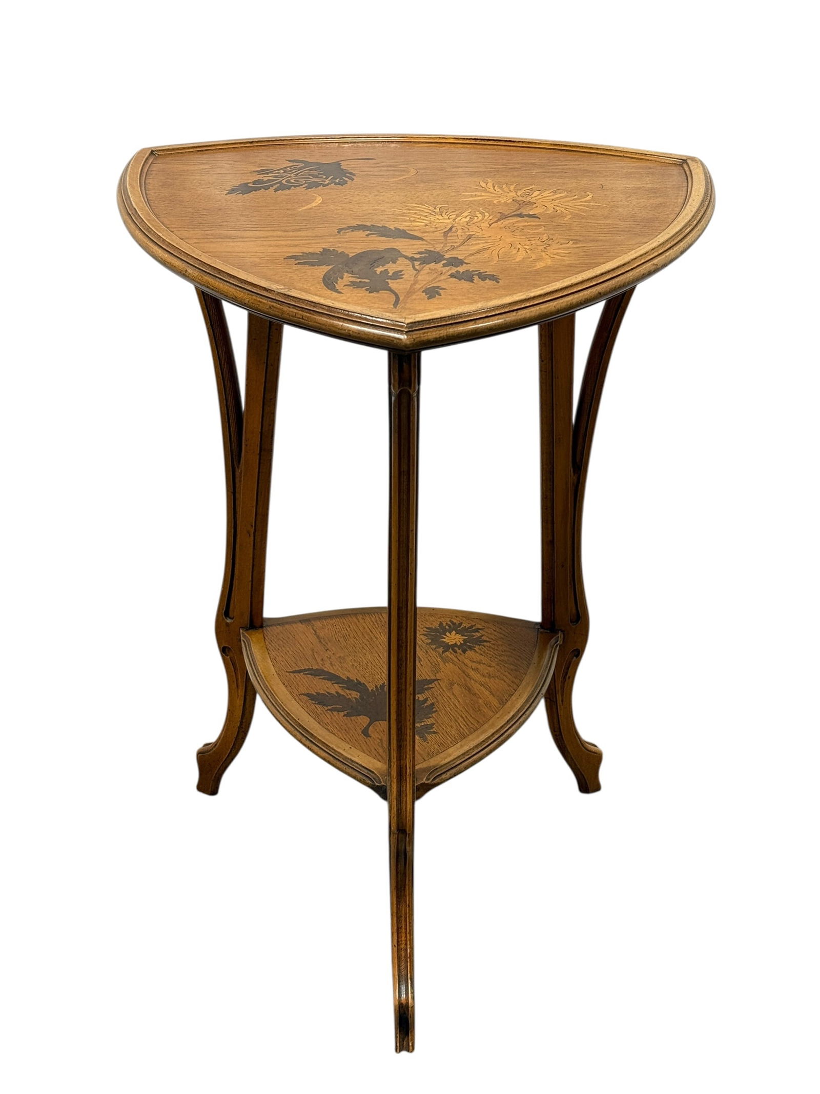 Émile Gallé (1846–1904) French Art Nouveau 2 Tier Shield Form Side Table (1 of 8)