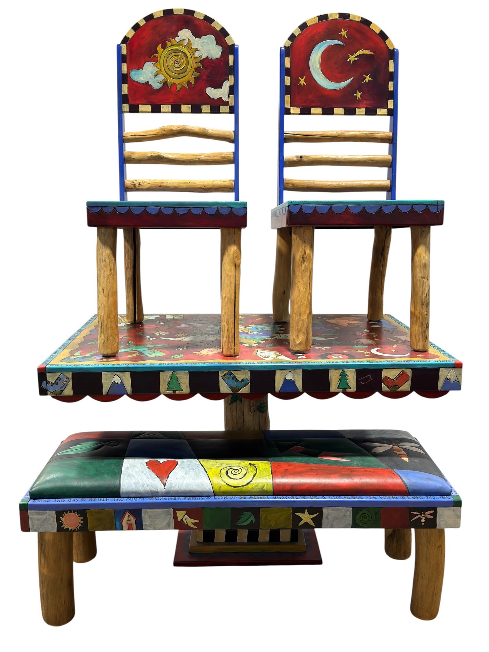 4Pc Sticks “Live with Passion” Hand-Painted Whimsical Dining Set (1 of 16)