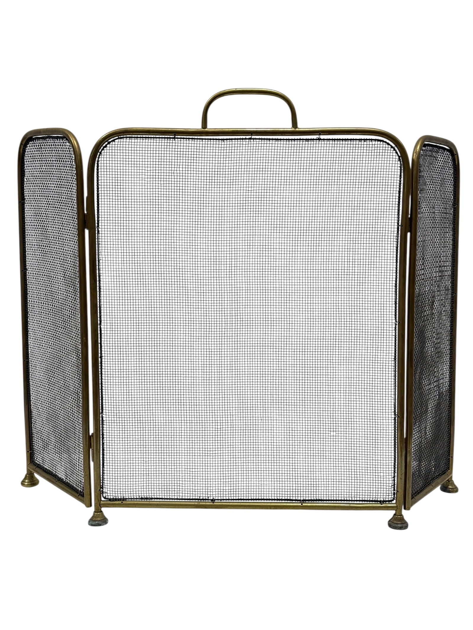 19th C. English Brass & Wire Mesh 3-Panel Firescreen (1 of 7)