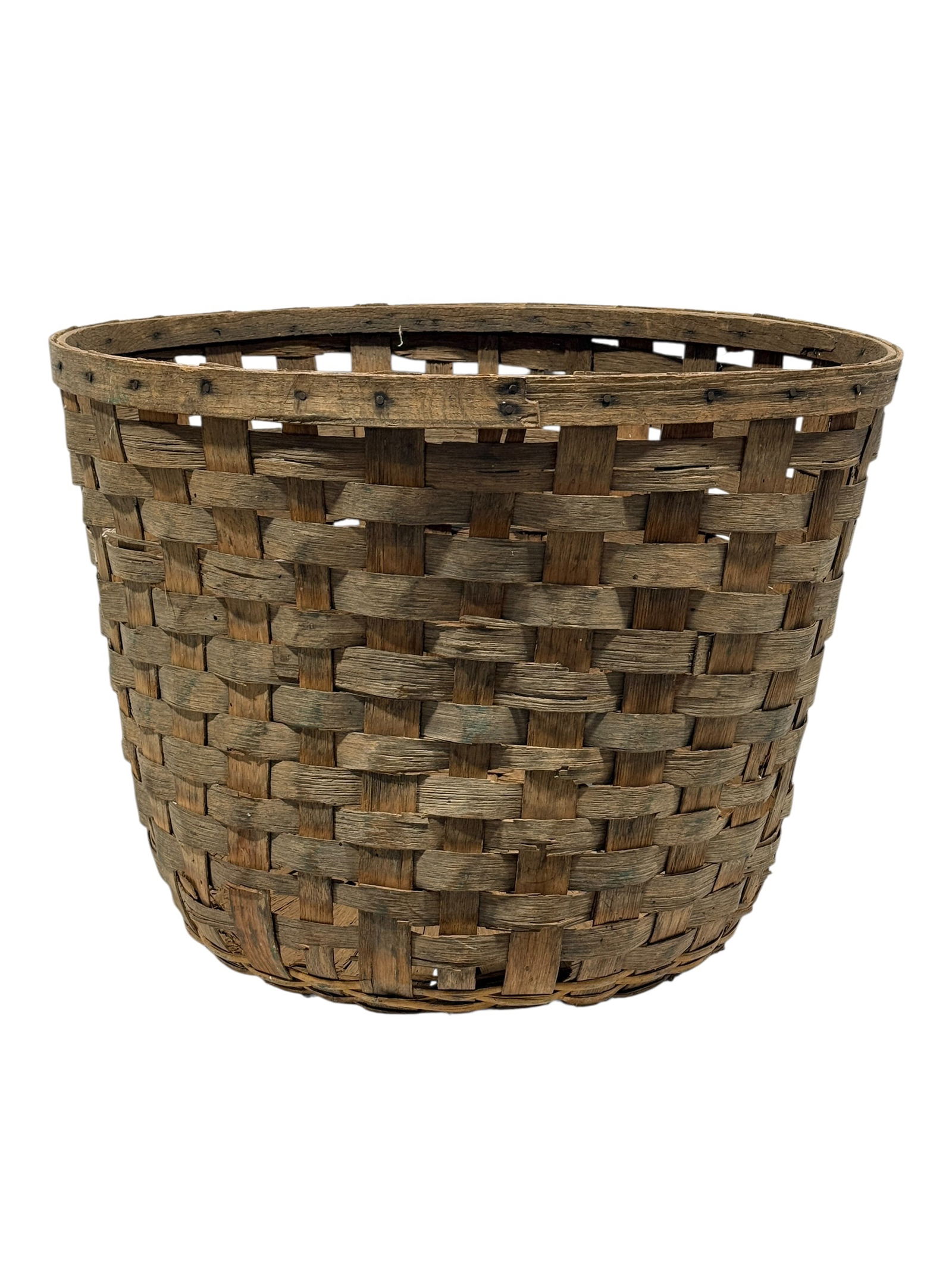 Late 19th Century American Large Splint Woven Basket (1 of 9)