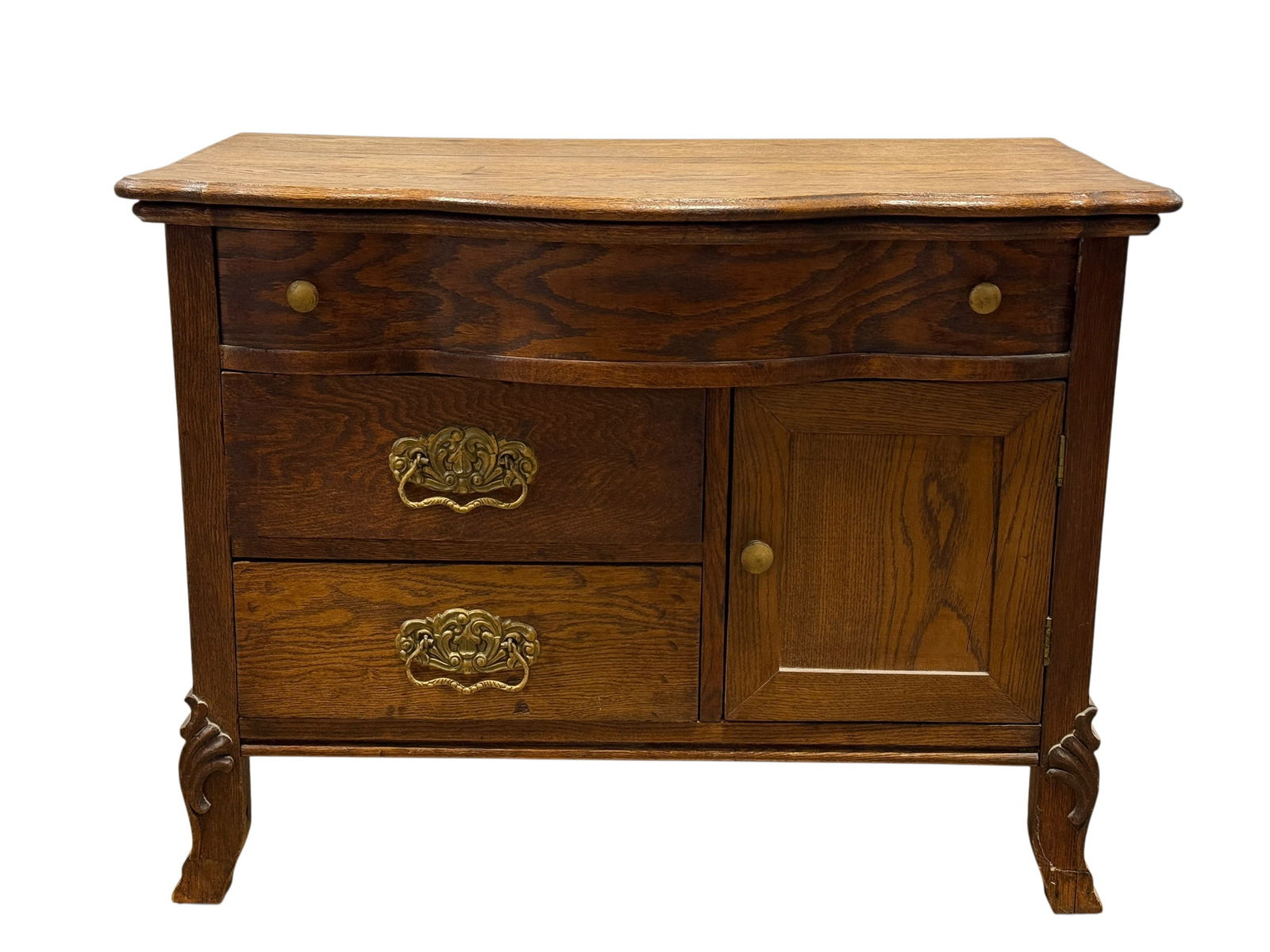 Antique Oak Washstand Cabinet with Drawers and Door (1 of 10)