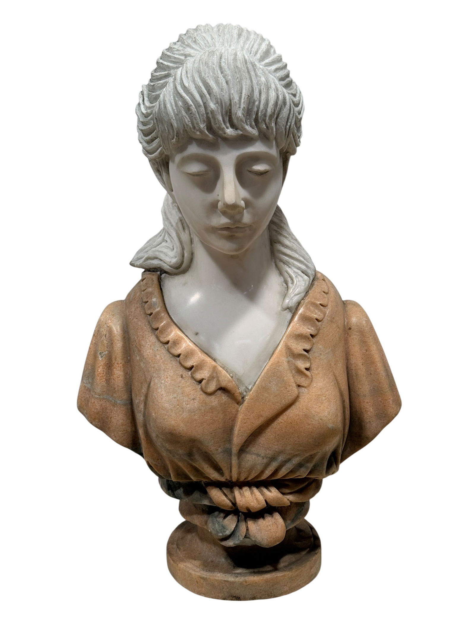 Large Italian 2 Tone Marble Woman Bust Sculpture (1 of 8)