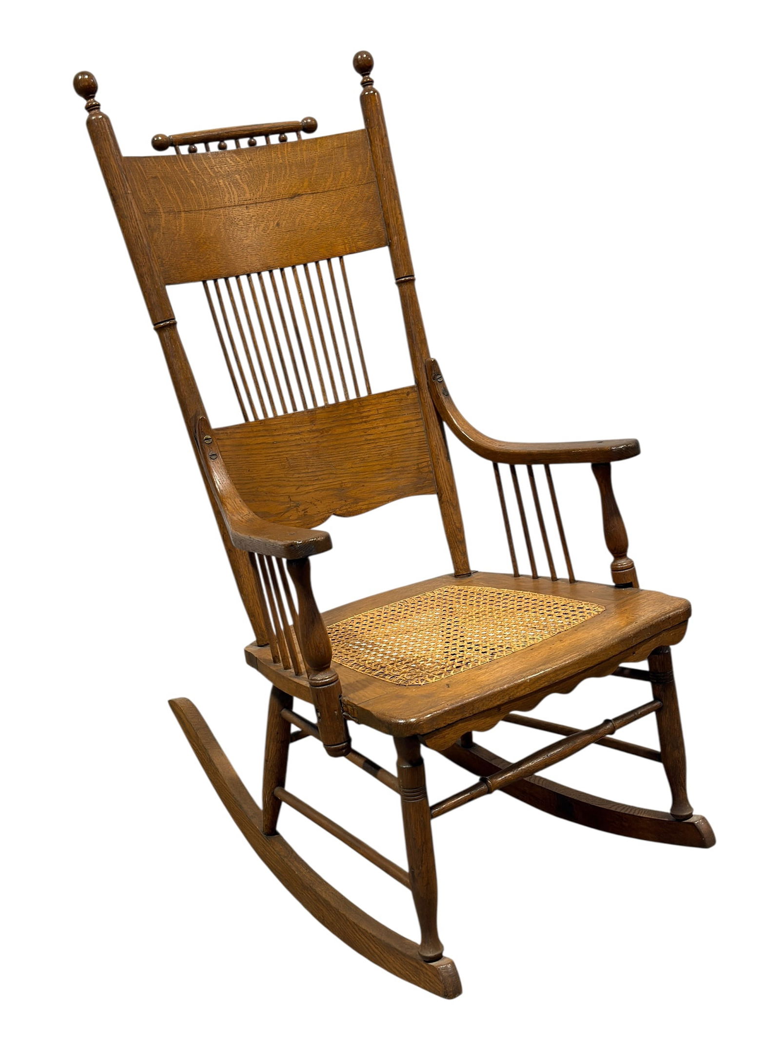 Early 20th C. Oak Mission Style Rocker w/ Cane Seat (1 of 11)