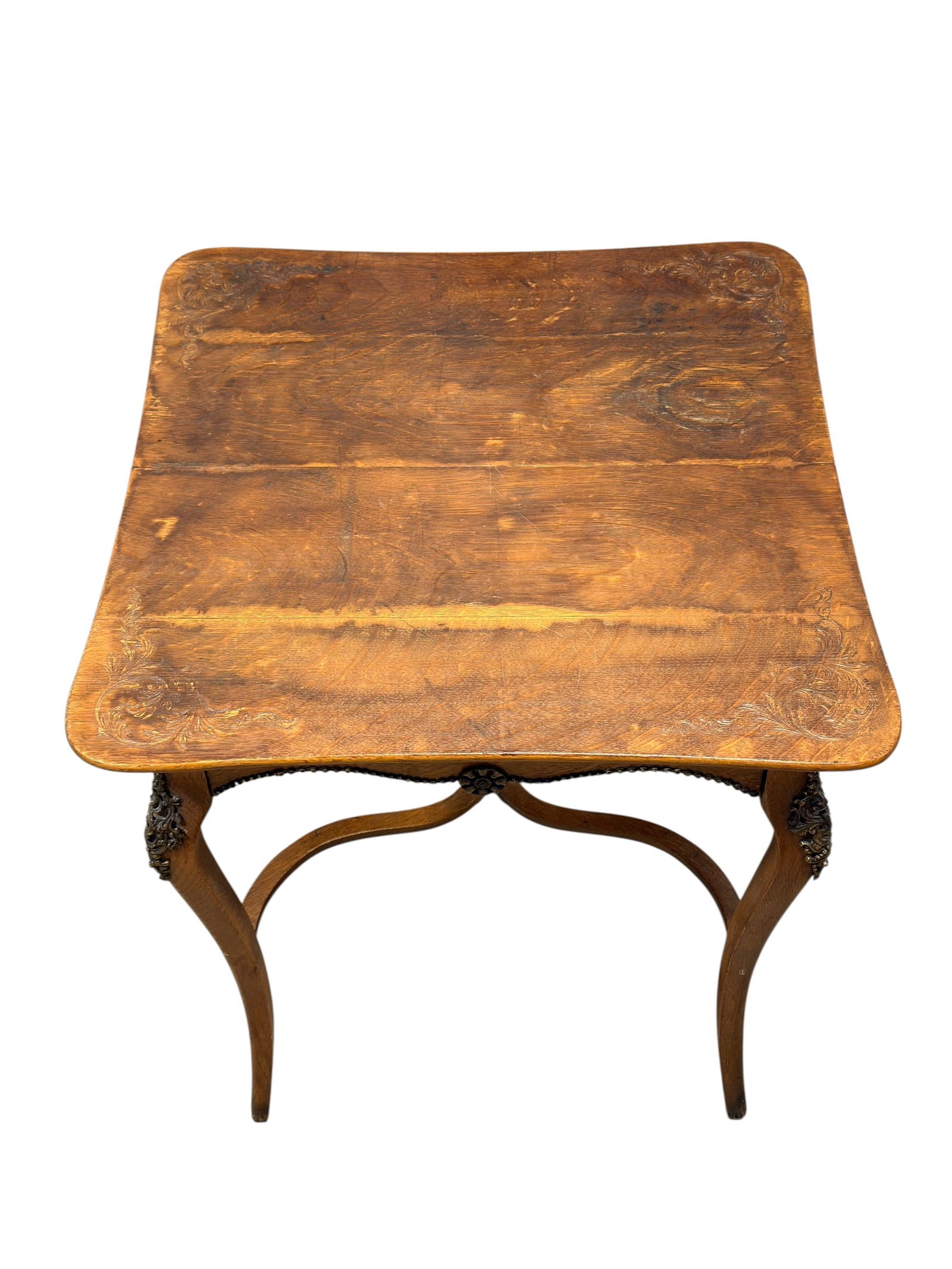 Antique Ormolu-Mounted Side Table w/ Carved Top - 2