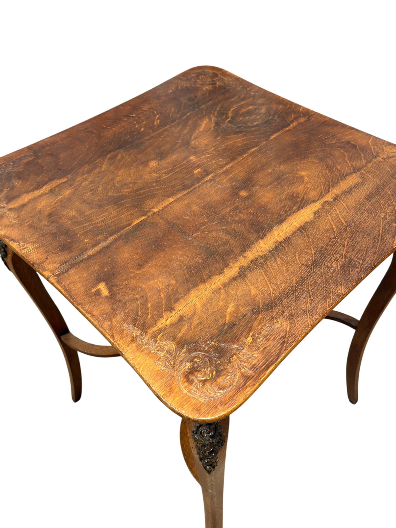 Antique Ormolu-Mounted Side Table w/ Carved Top - 9