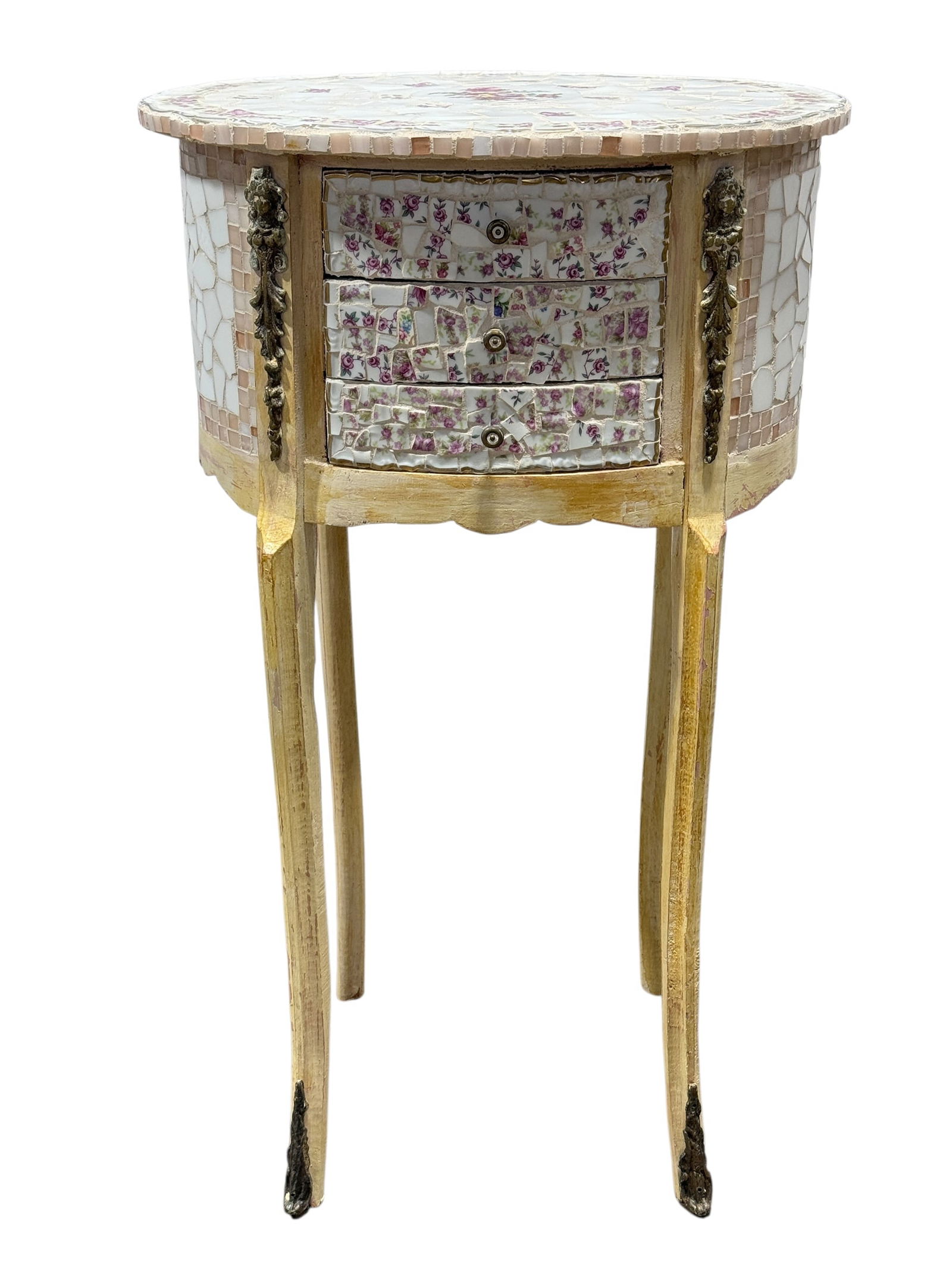 Vintage Porcelain Mosaic 3 Drawer Side Cabinet (1 of 8)