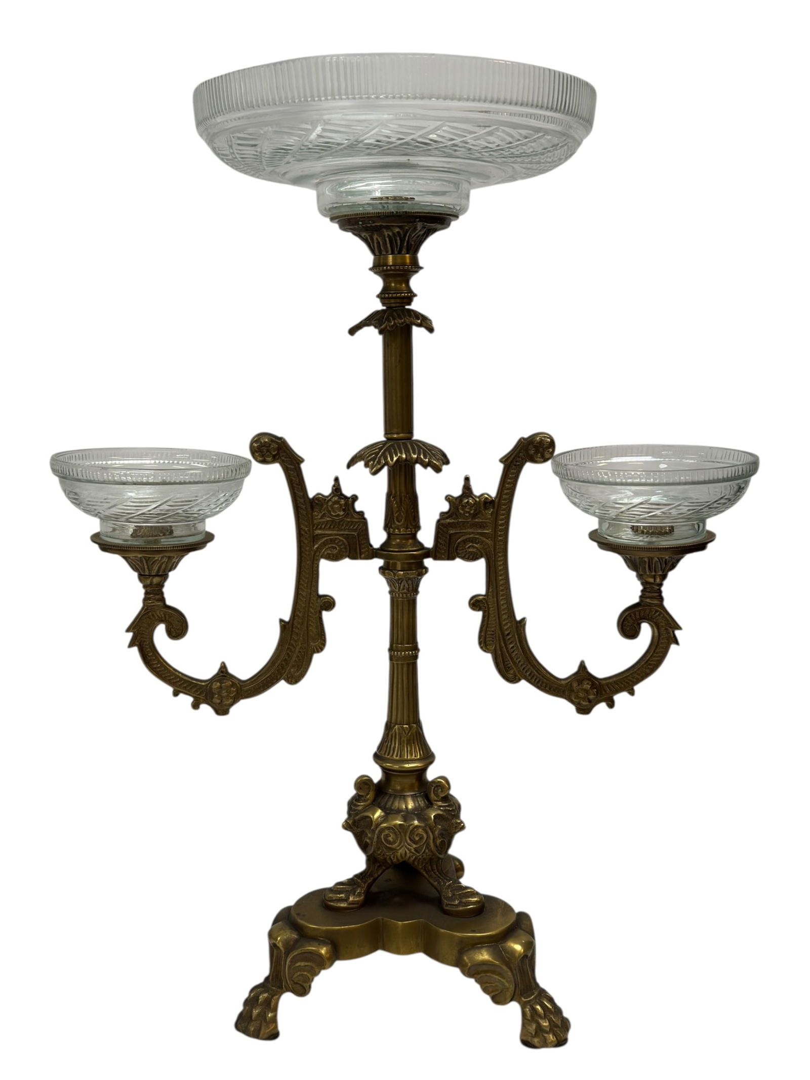 Early 20th C. French Style Gilt Brass & Cut Crystal Epergne Centerpiece (1 of 11)