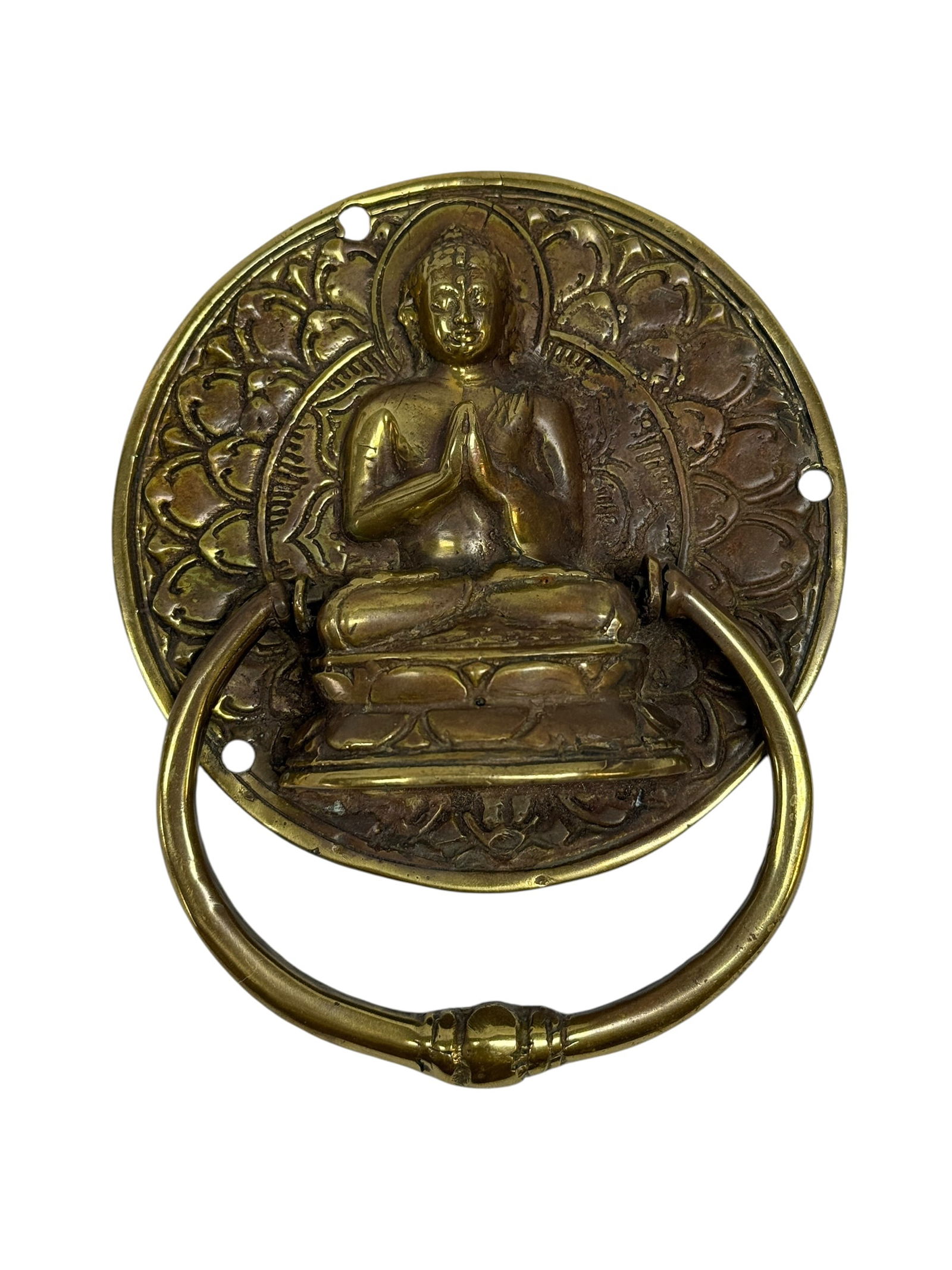 20th Century Brass Buddha Figural Door Knocker (1 of 3)