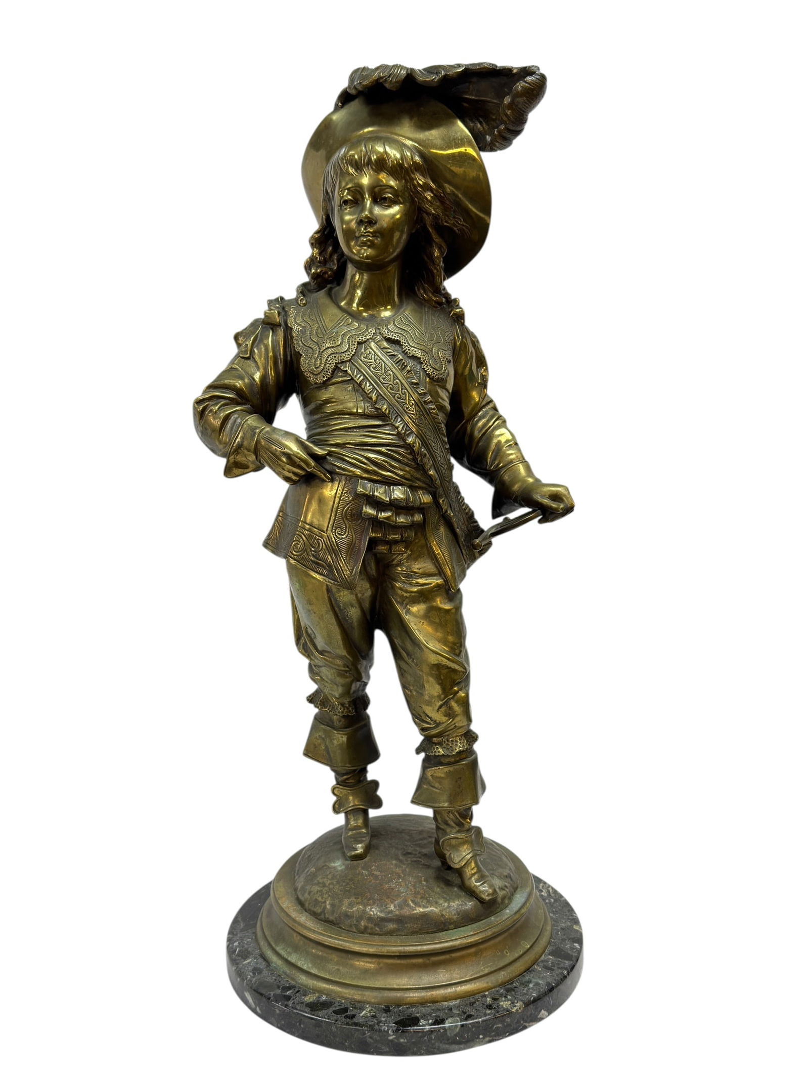 Early 20th C. French Style Bronze Musketeer on Marble Base (1 of 17)