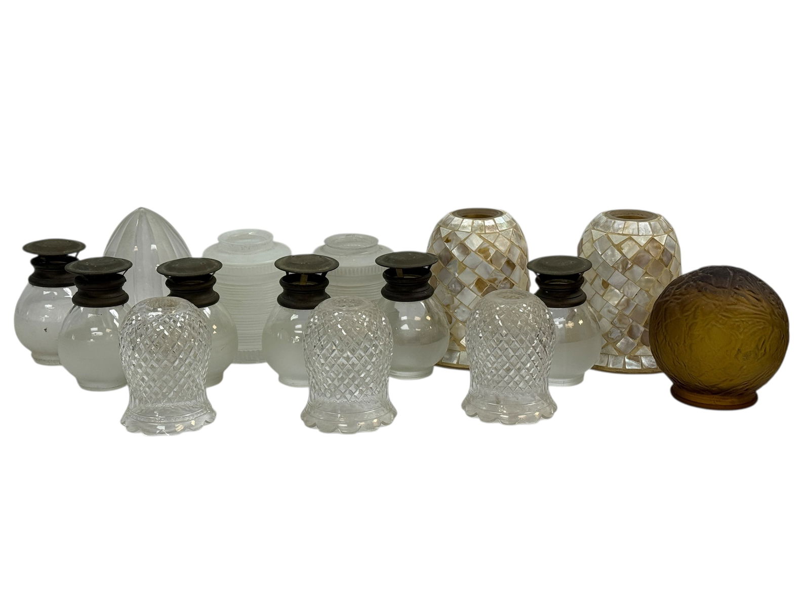 Group of Vintage Art Glass Lamp Shades, Chimneys & Light Covers (1 of 14)