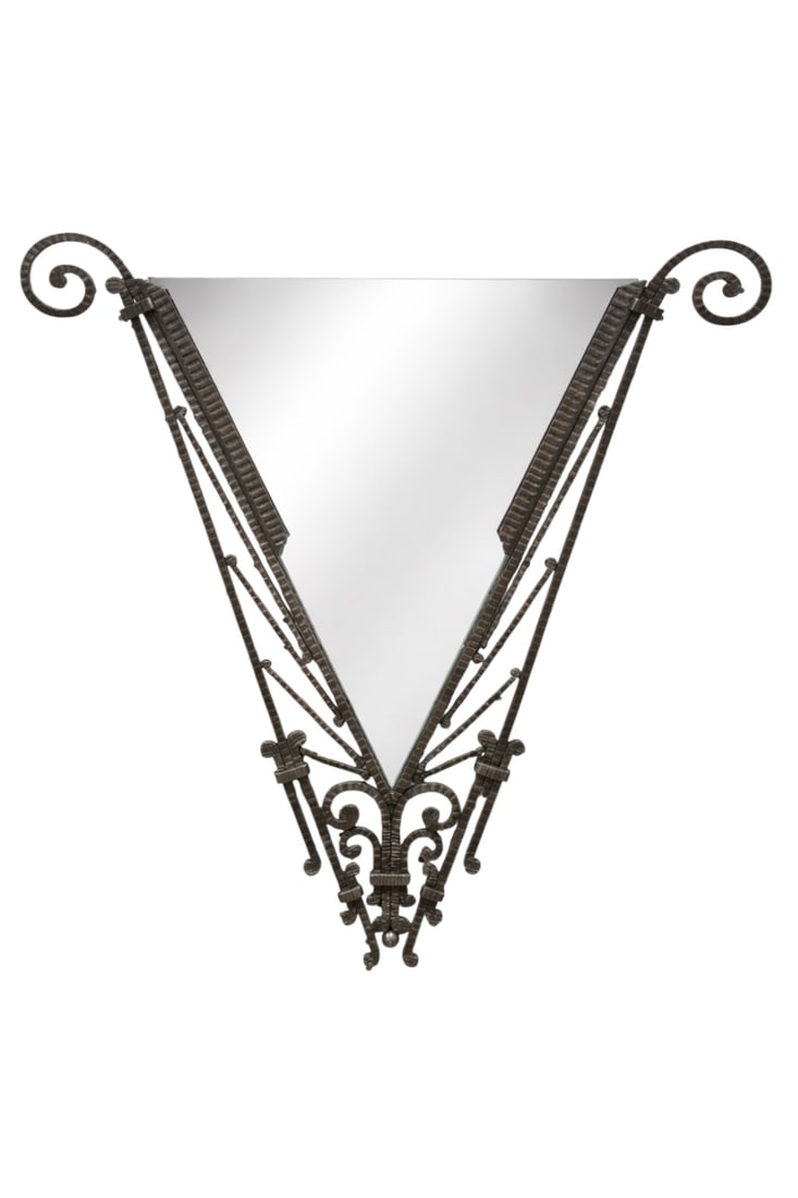 French Art Deco Edgar Brandt Style Wrought Iron Mirror, circa 1925–1940 (1 of 5)