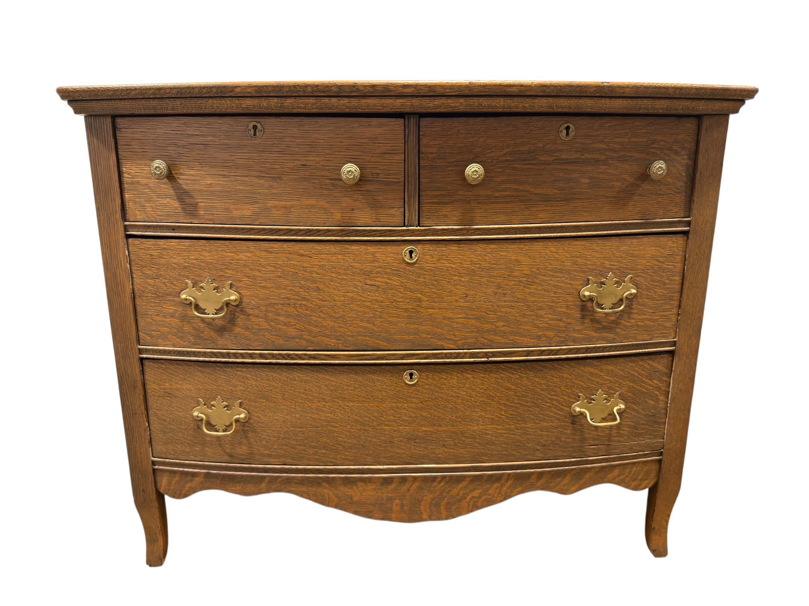 Early 20th C. American Oak 4 Drawer Chest (1 of 8)