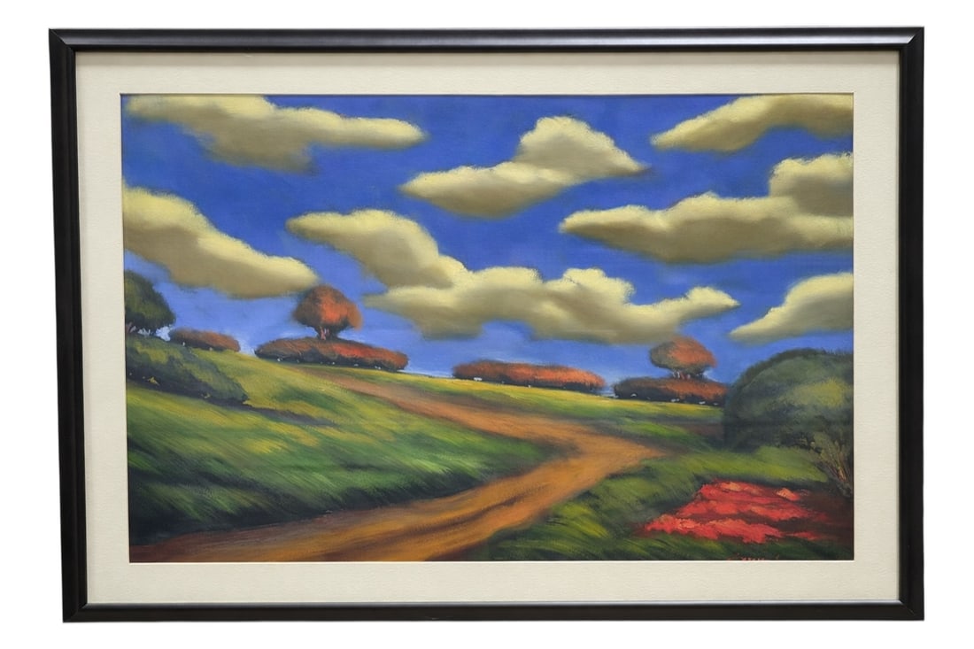 Signed Framed Oil Painting of Rolling Landscape (1 of 4)