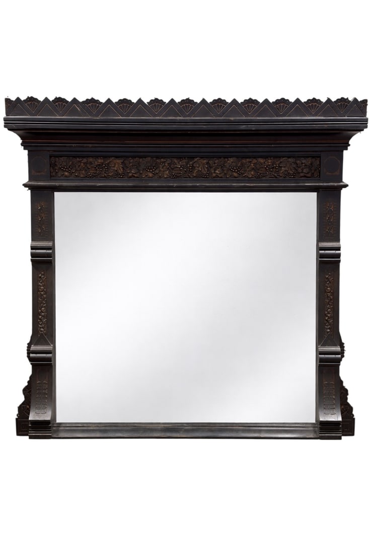 c. 1880s American Victorian Eastlake Carved Overmantel Mirror (1 of 10)