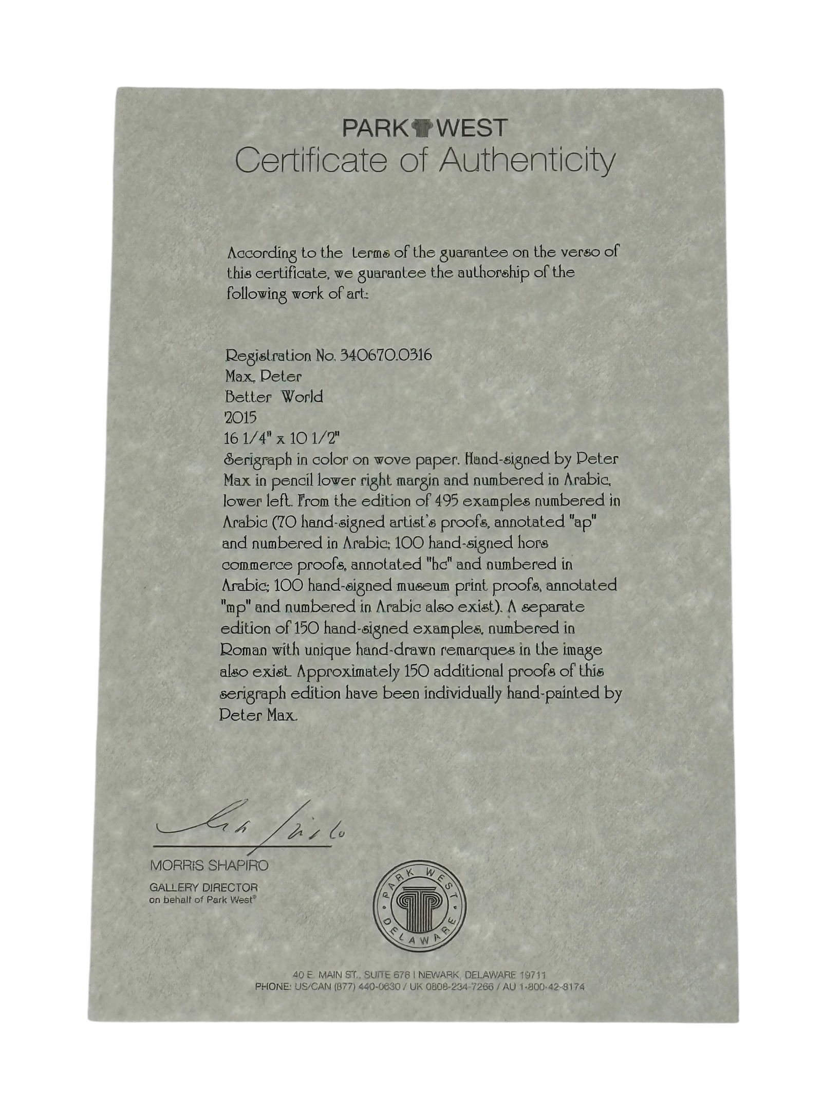 Peter Max “Better World" Hand-Signed Serigraph - 6