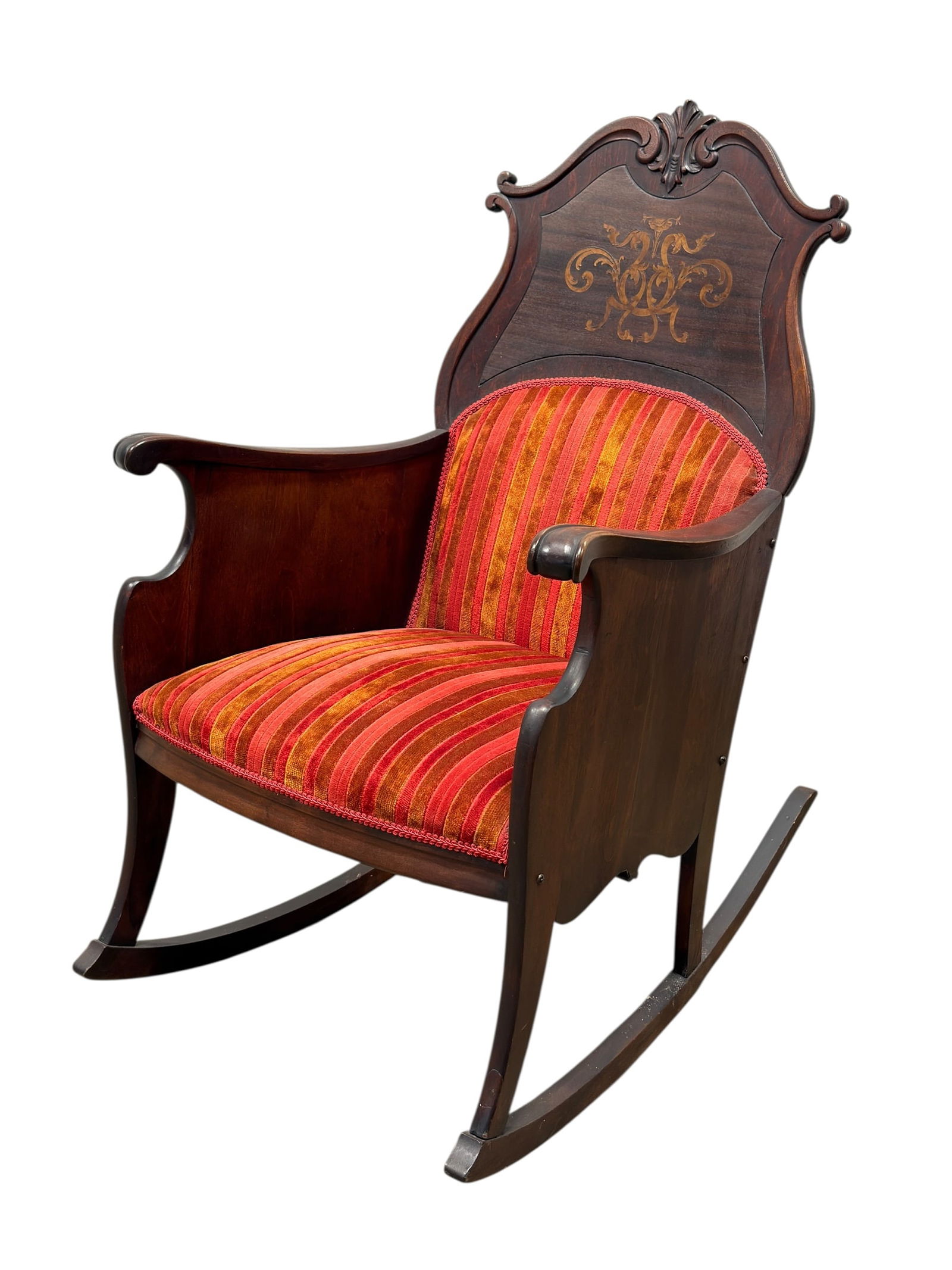 Late 19th C. American Inlaid Rocking Armchair (1 of 10)